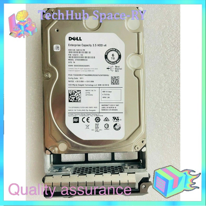 2PCS Dell 6TB 12G 7.2K 3.5 SAS FOR R520 R530 R630 R510 R720 R730 R710 R430 T42