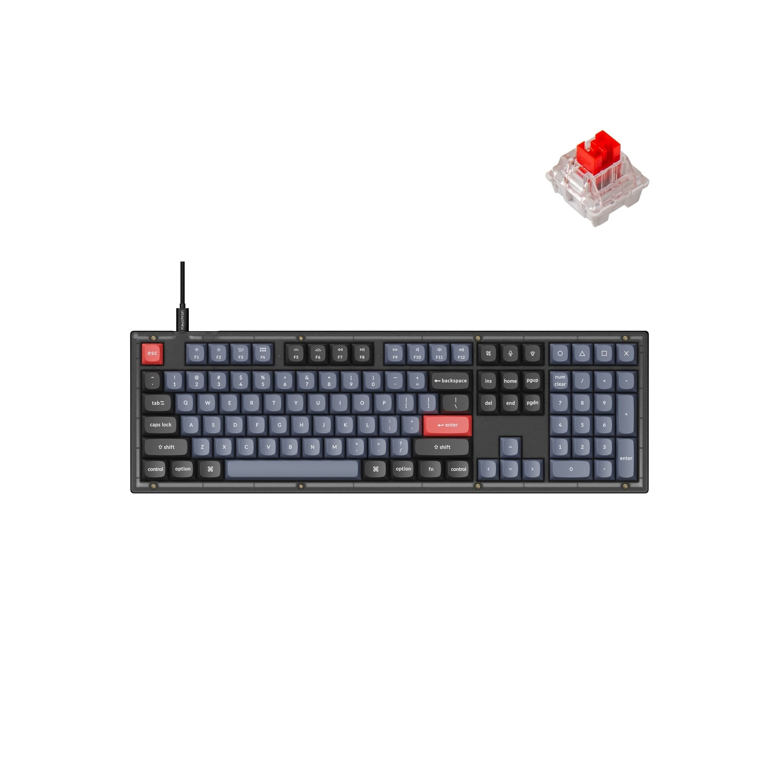 Keychron V6 Wired Custom Mechanical Keyboard, Full-size QMK/VIA Programmable ...