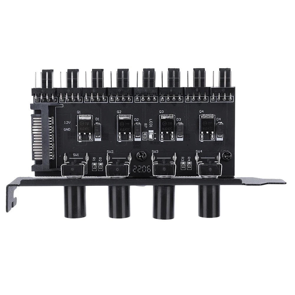8-Channel PC Chassis Fan Hub 4-Knob PWM Speed Controller SATA 4-Pin Adapter