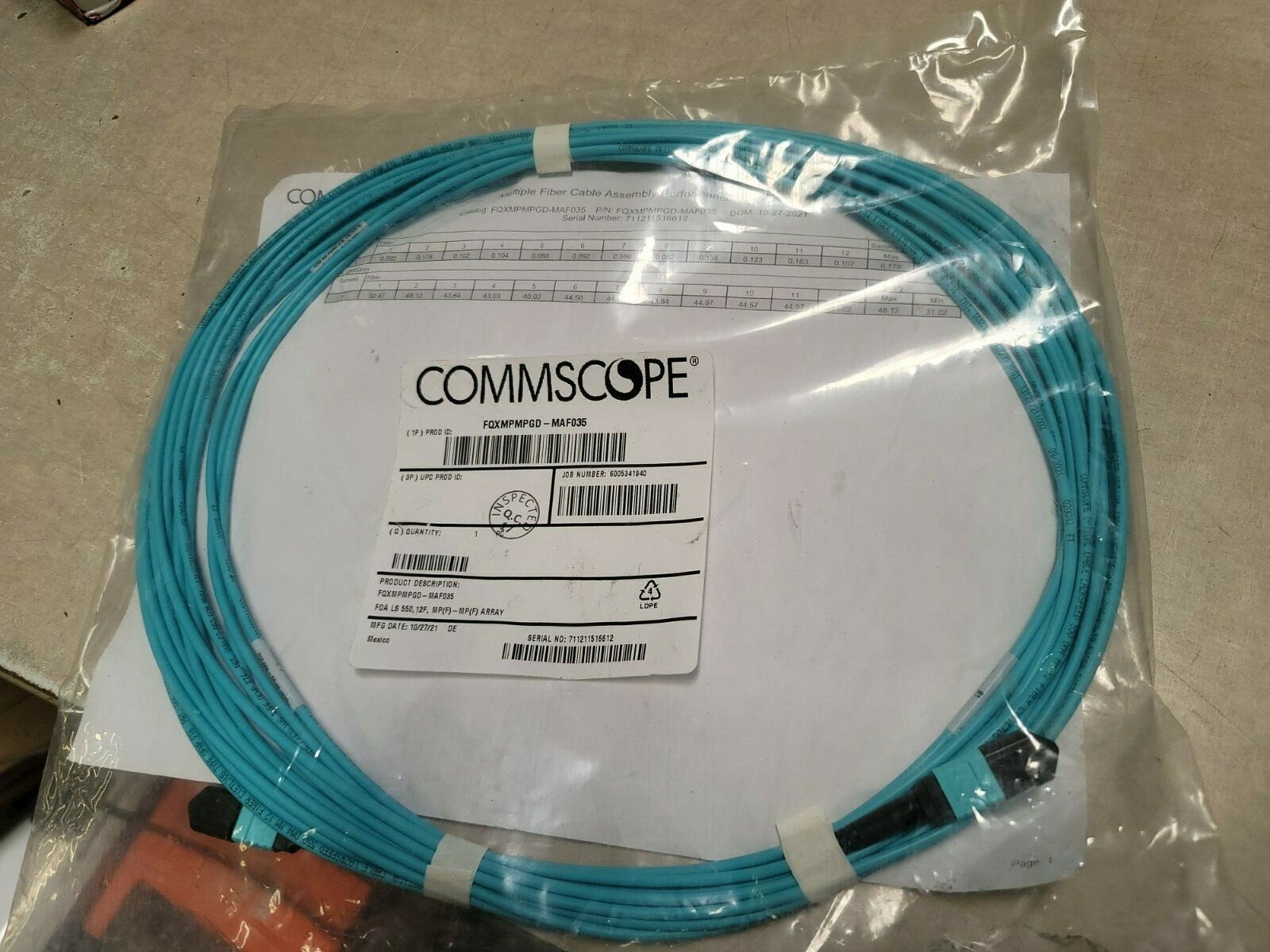 Commscope InstaPATCH 360 Array Cable FQXMPMPGD-MAF035 Sealed 