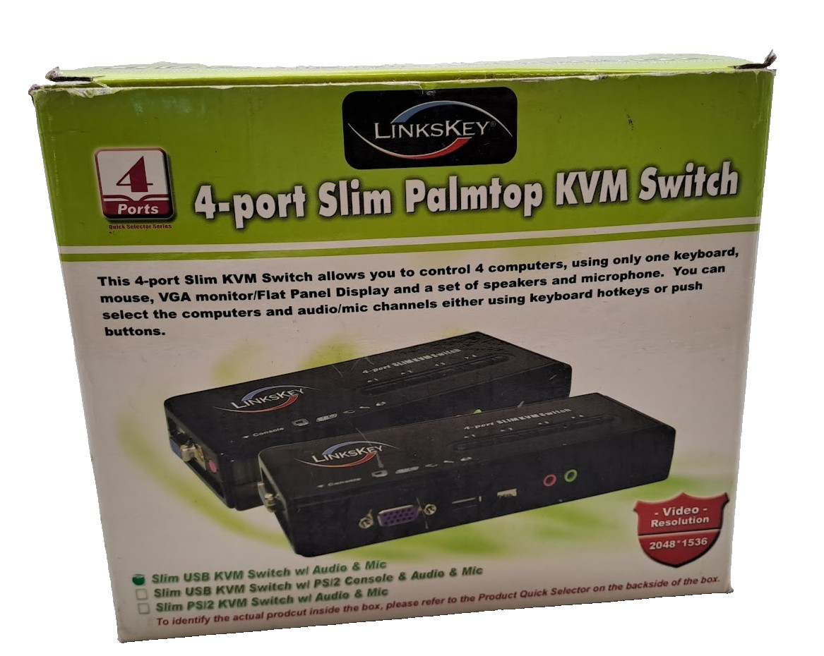 LINKSKEY 4-PORT SLIM PLAMTOP KVM SWITCH LKU-S04ASK