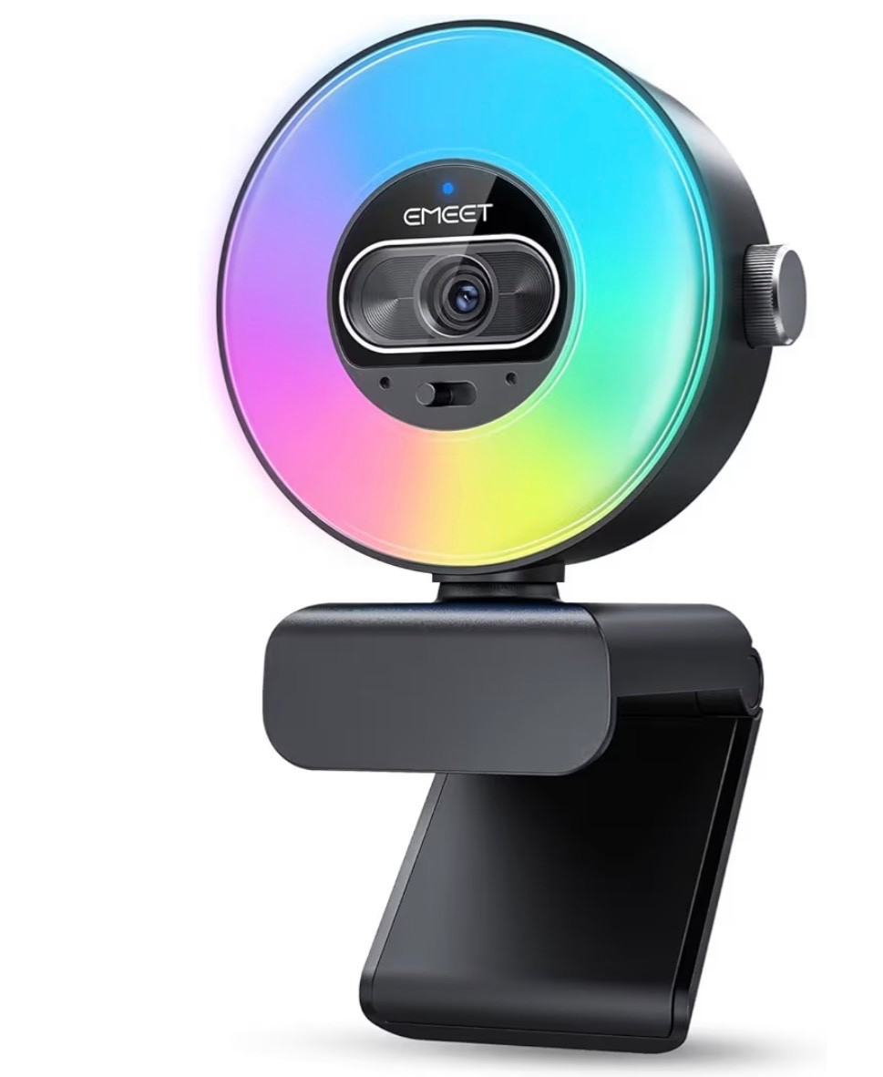 S600L 4K Webcam for Streaming with Ring Light, 4 Lighting Modes, Rainbow Effect