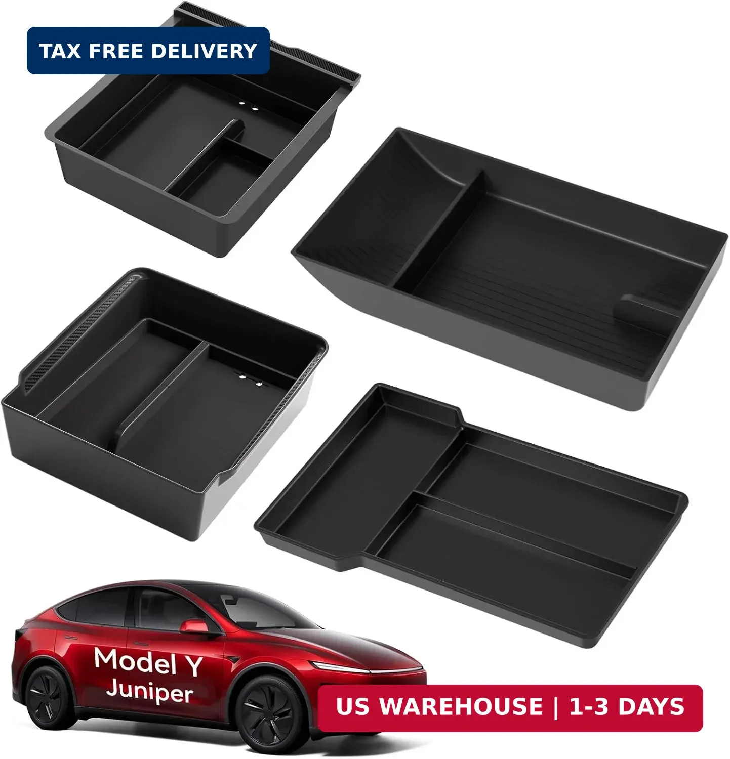 for 2026 Tesla Model Y Juniper Center Console Organizer Tray 4PCS