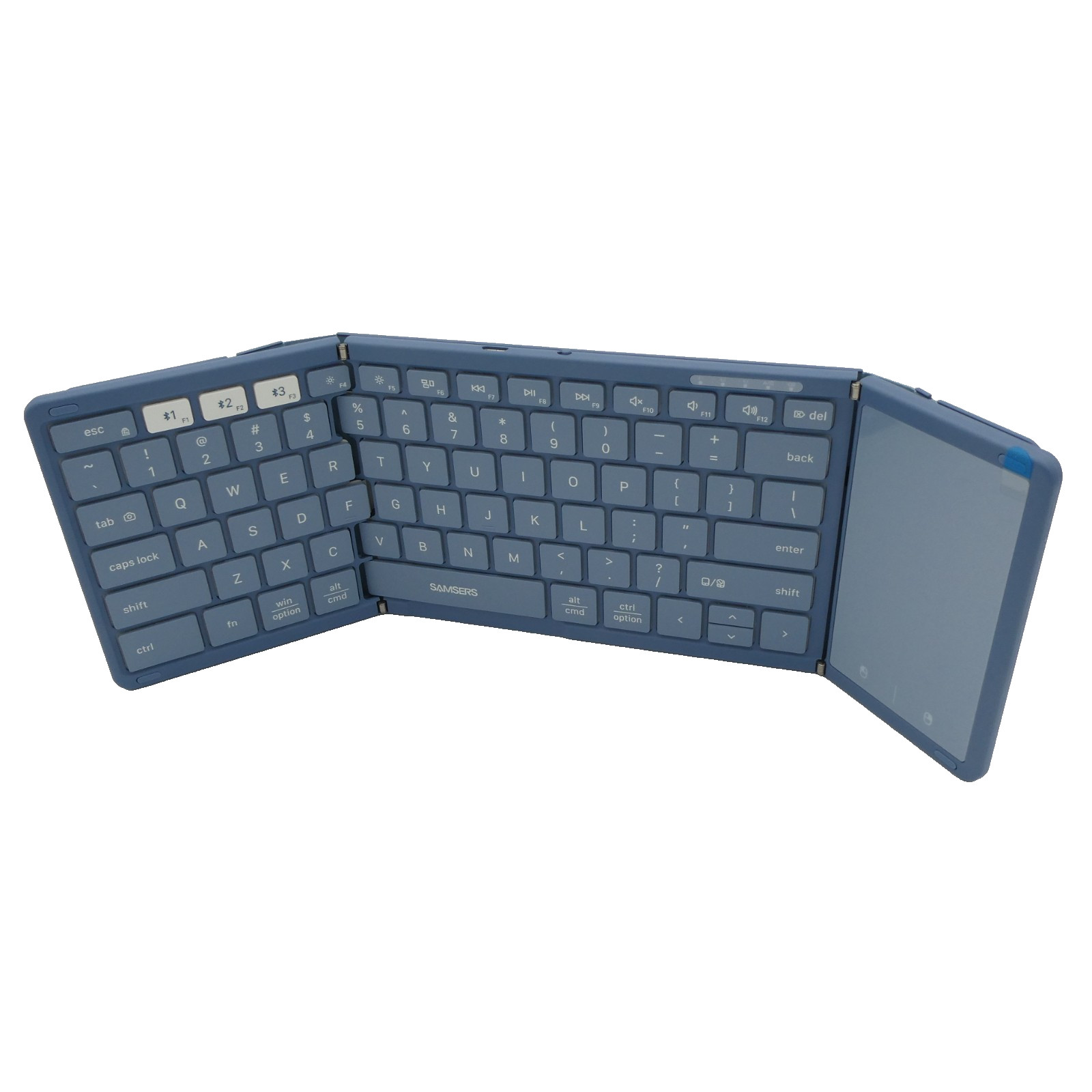 Samsers Full-Size Foldable Bluetooth Keyboard with Large Touchpad, Blue