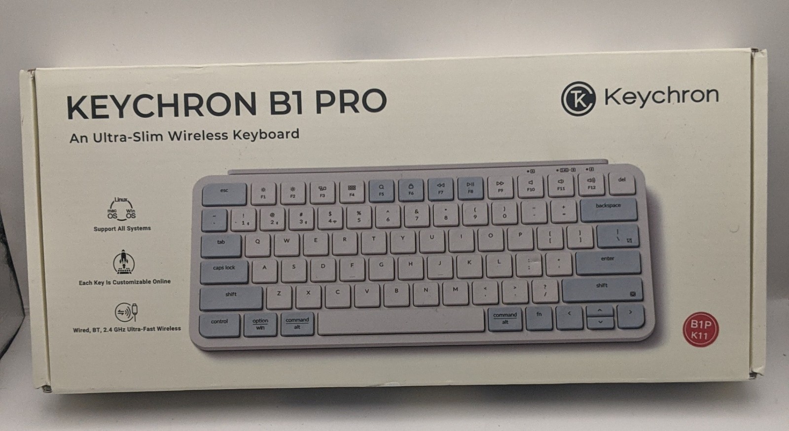 Keychron B1 Pro Wireless Keyboard Ultra-Slim 2.4G Bluetooth Space Gray B1P-K1