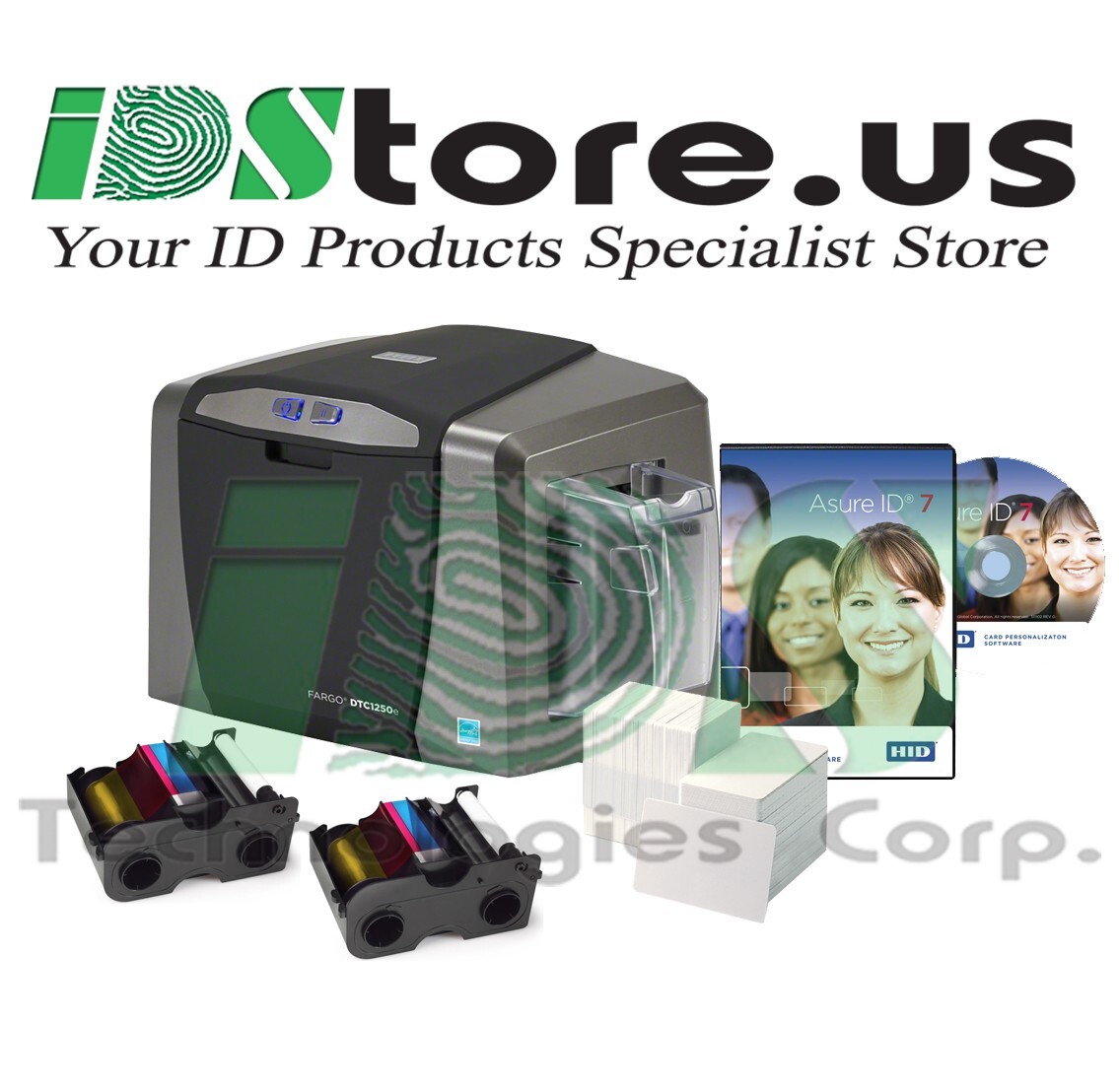 FARGO DTC1250e Single Side ID Card Printer Bundle with HID Asure ID V. 7 Express