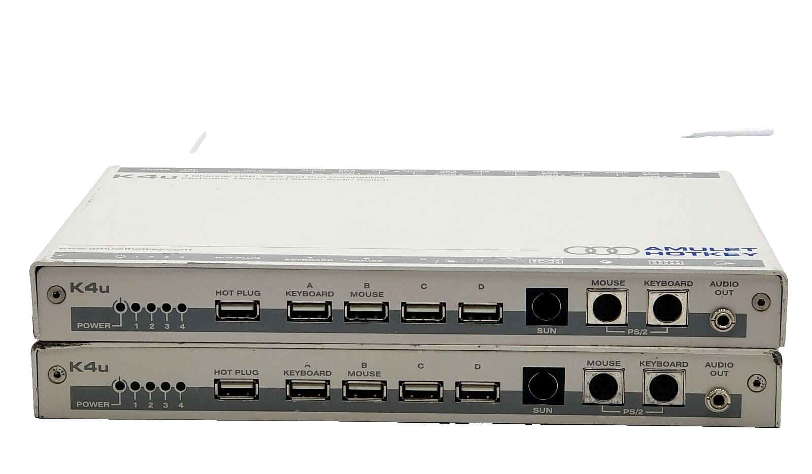 LOT OF (2) Amulet Hotkey K4u - Keyboard/Mouse/Stereo Audio Switch