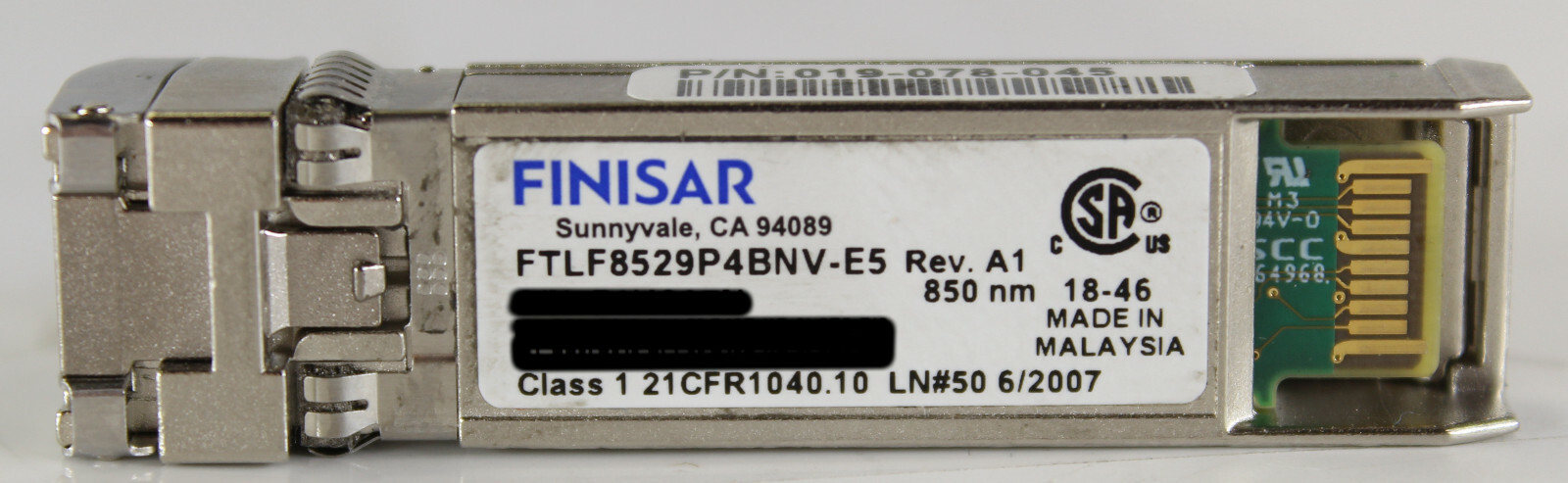 Finisar FTLF8529P4BNV-E5 019-078-045 Class 1 850nm 16Gb SFP Transceiver Module