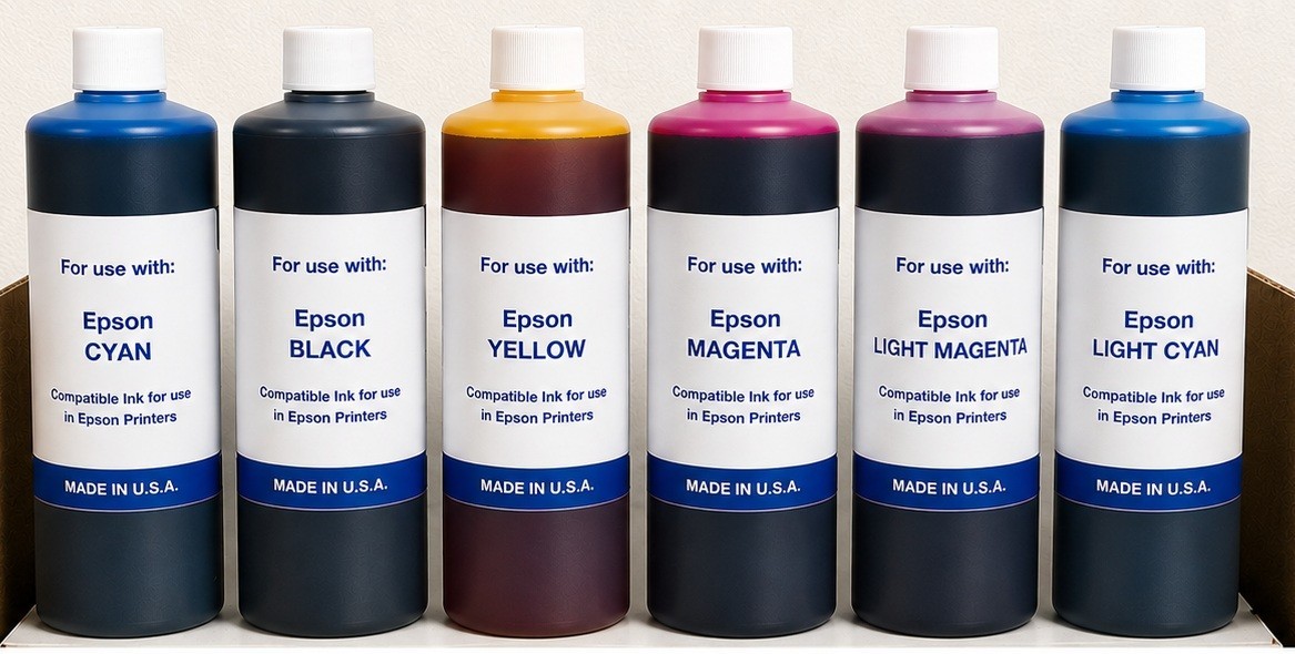 6 COMPATIBLE BULK INK REFILL FOR  EPSON PRINTERS ( 6000ml C-Y-M-K-LM-LC)