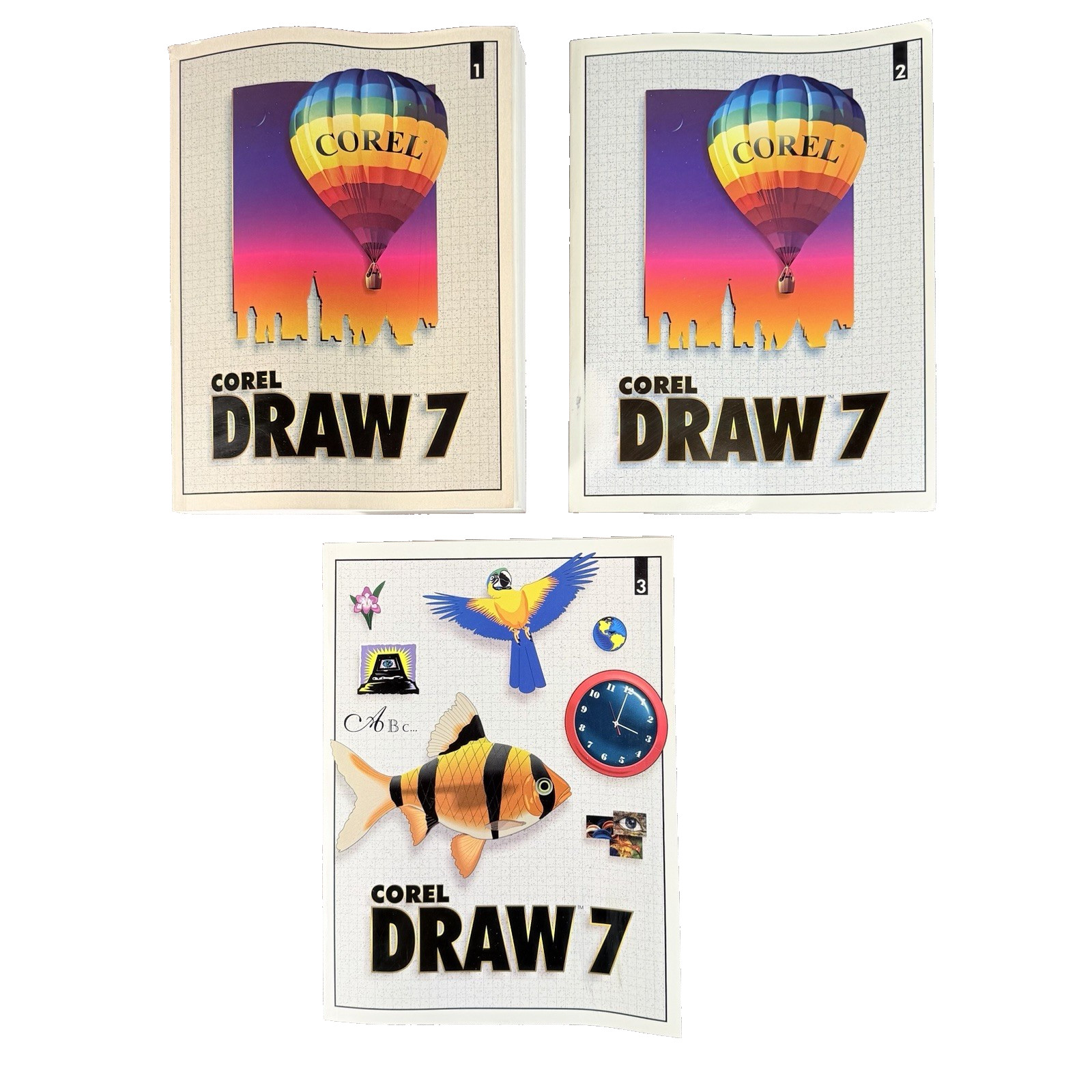 Corel DRAW 7 User Guide Manuals Vol 1 2 3 Complete Set 1996 Books Only No Discs