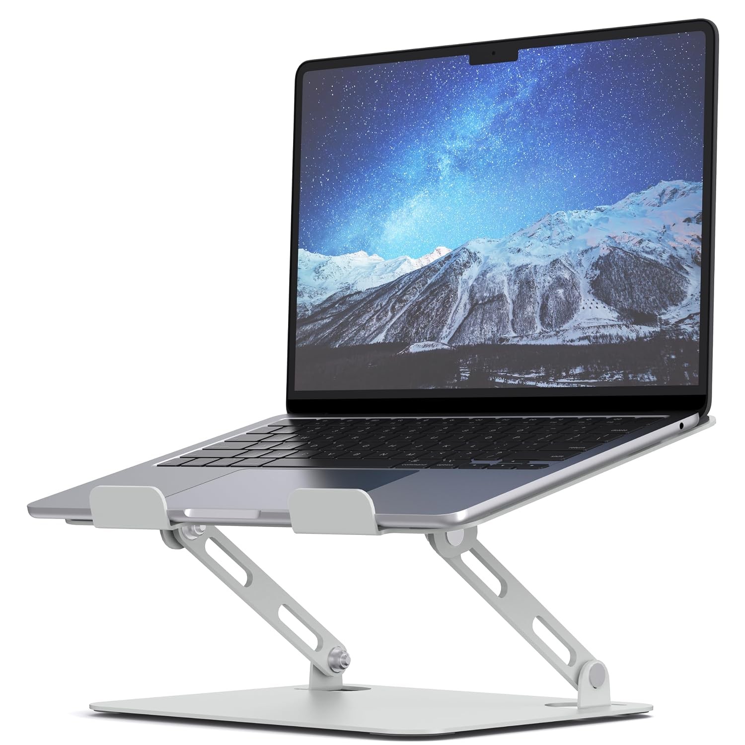 SOUNDANCE Laptop Stand, Heavy Metal Base, Adjustable, 10-15.6", Silver