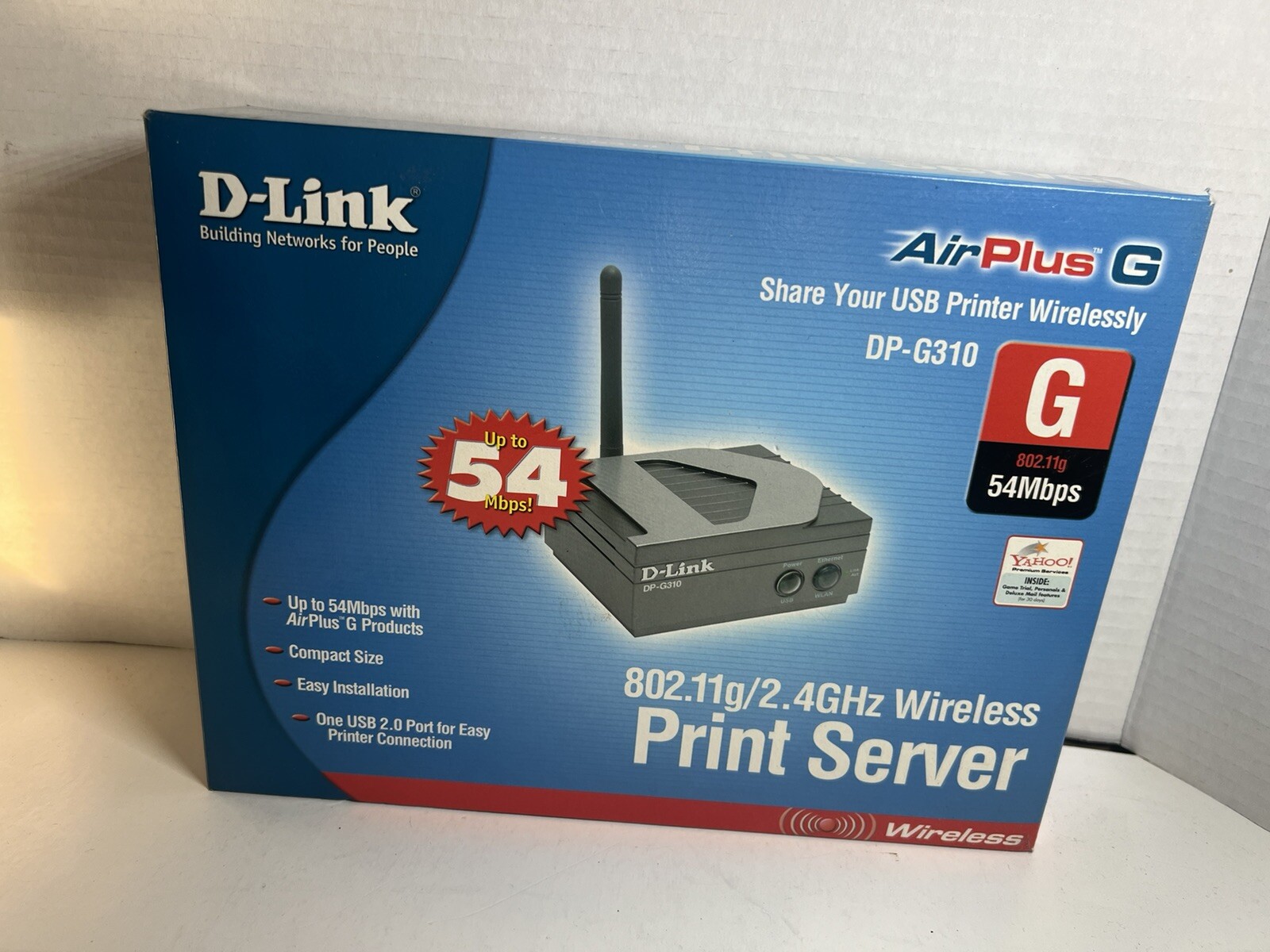 D-Link DP-G310 Wireless Print Server AirPlus G USB 54Mbps 802.11g New Open Box