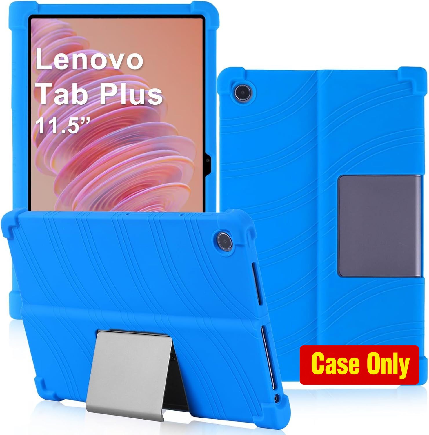 Tablet Case for Tab Plus 11.5 Inch 2024, Blue, Soft Silicone, Stand