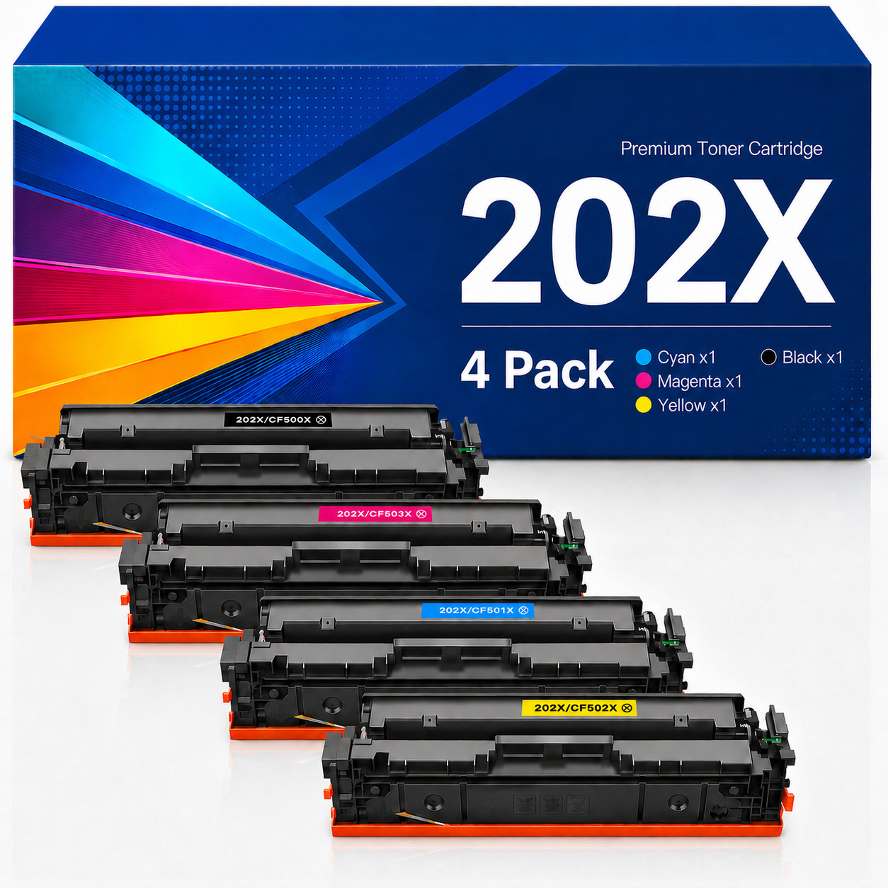 202X CF500X 4PK Toner Compatible For HP Color LaserJet Pro MFP M281fdw M281fdn 