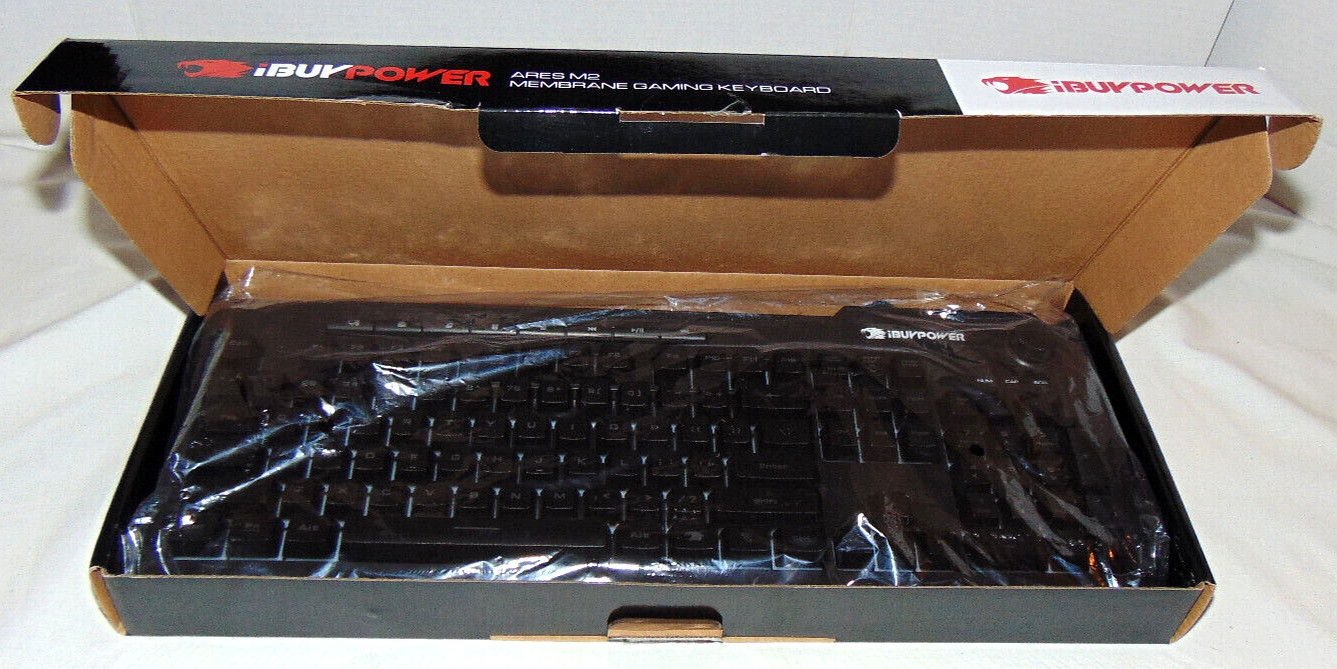 iBUYPOWER Ares M2 Membrane Gaming Keyboard.. Spill Resistant.. Open Box..