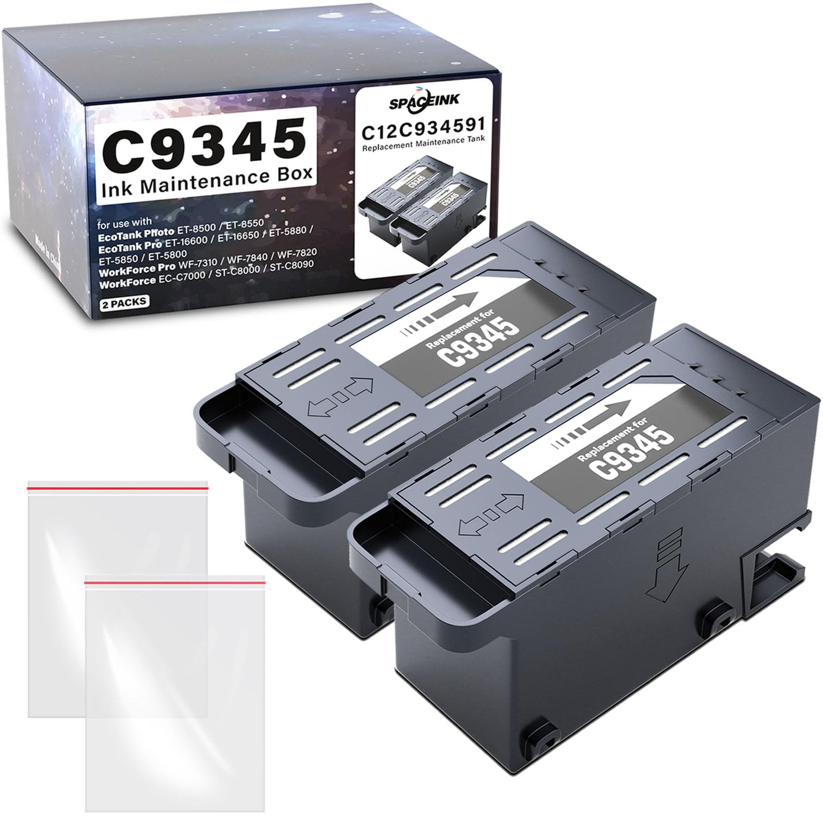 C9345 Ink Maintenance Box 2 Set Replacement for ET-8550 ET-5850 ET-16600 ET-1...