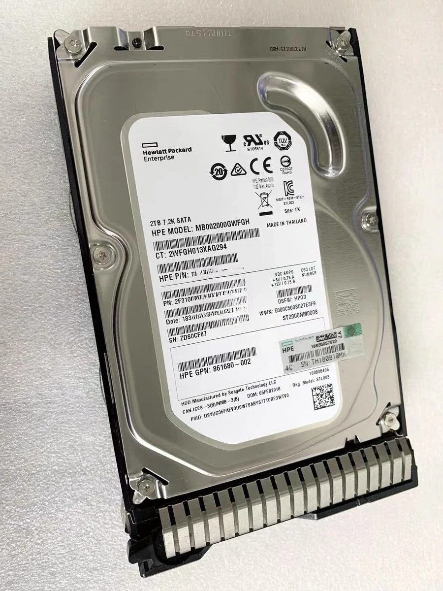 FOR HPE 872771-001 2TB 872489-B21 7.2K RPM SATA 6Gb MDL 3.5" LFF SC HDD Hard