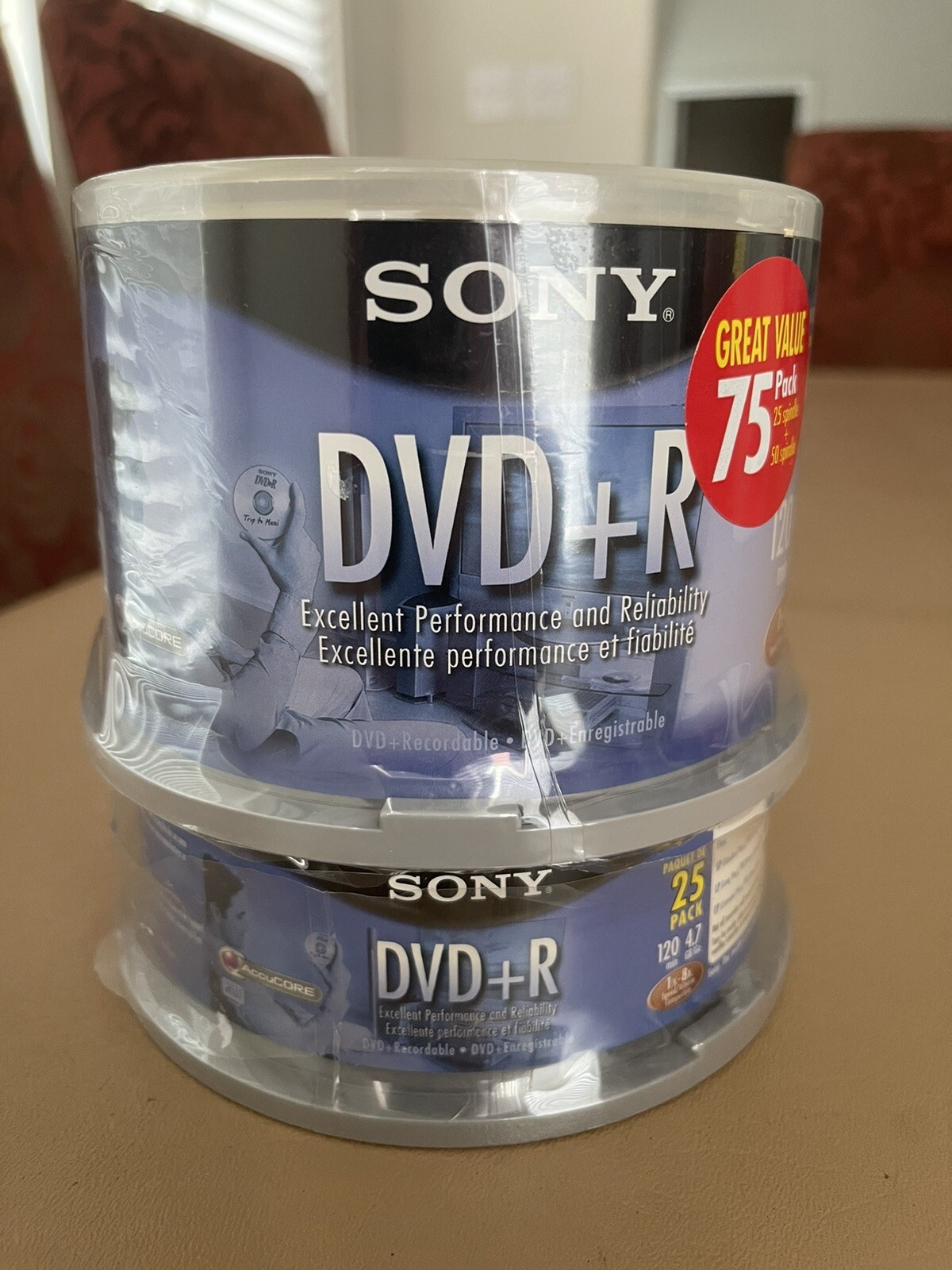 Genuine SONY 75 Pack DVD+R Discs 50DPR47LS3 NEW Sealed 4.7 GB 120 Minute 1x-16x