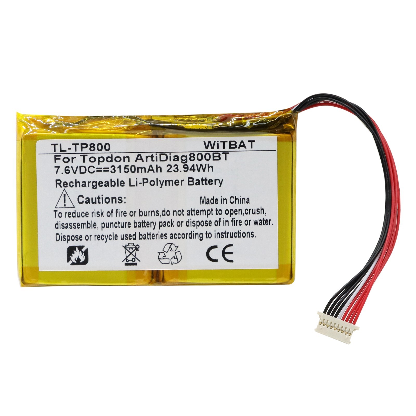 New PC944755-2S PC944755-2S1P Battery for TOPDON ArtiDiag800BT AD800BT