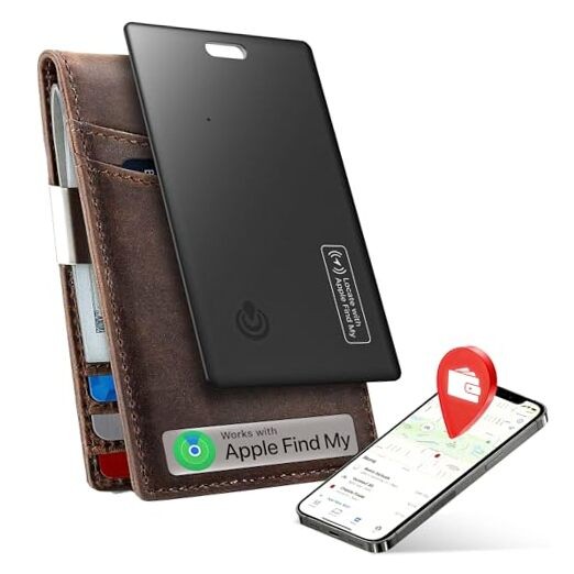 [Apple MFi Certified] (iOS Only) Wallet Tracker Card,Air-Tag Wallet Black