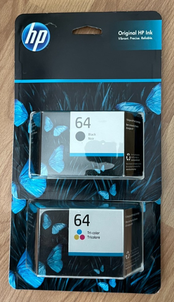 Genuine HP 64 Black & 64 Tri-Color Ink Cartridges New