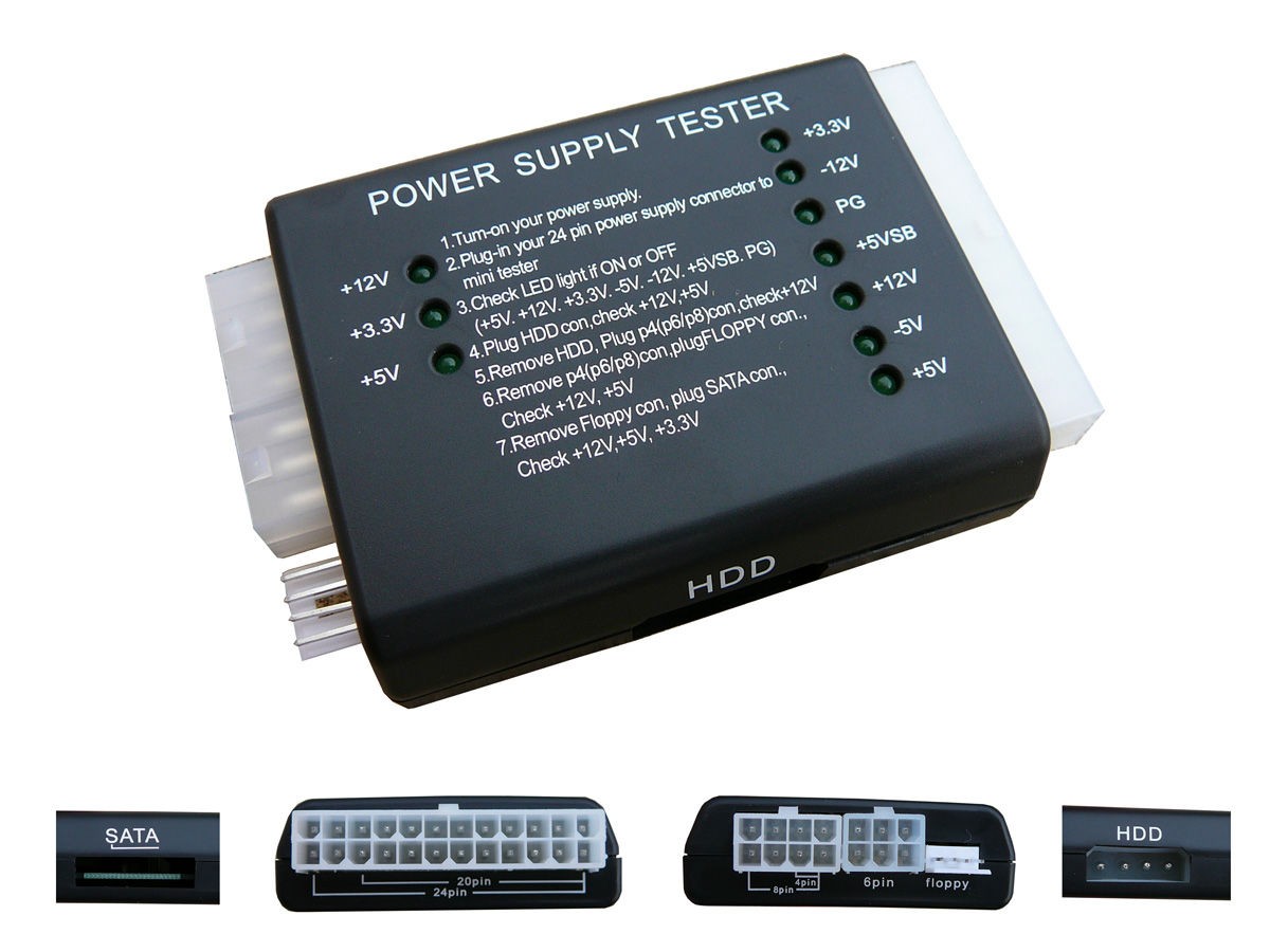 PC Power Supply Tester - ATX 20 24 P4 P6 P8 SATA MOLEX