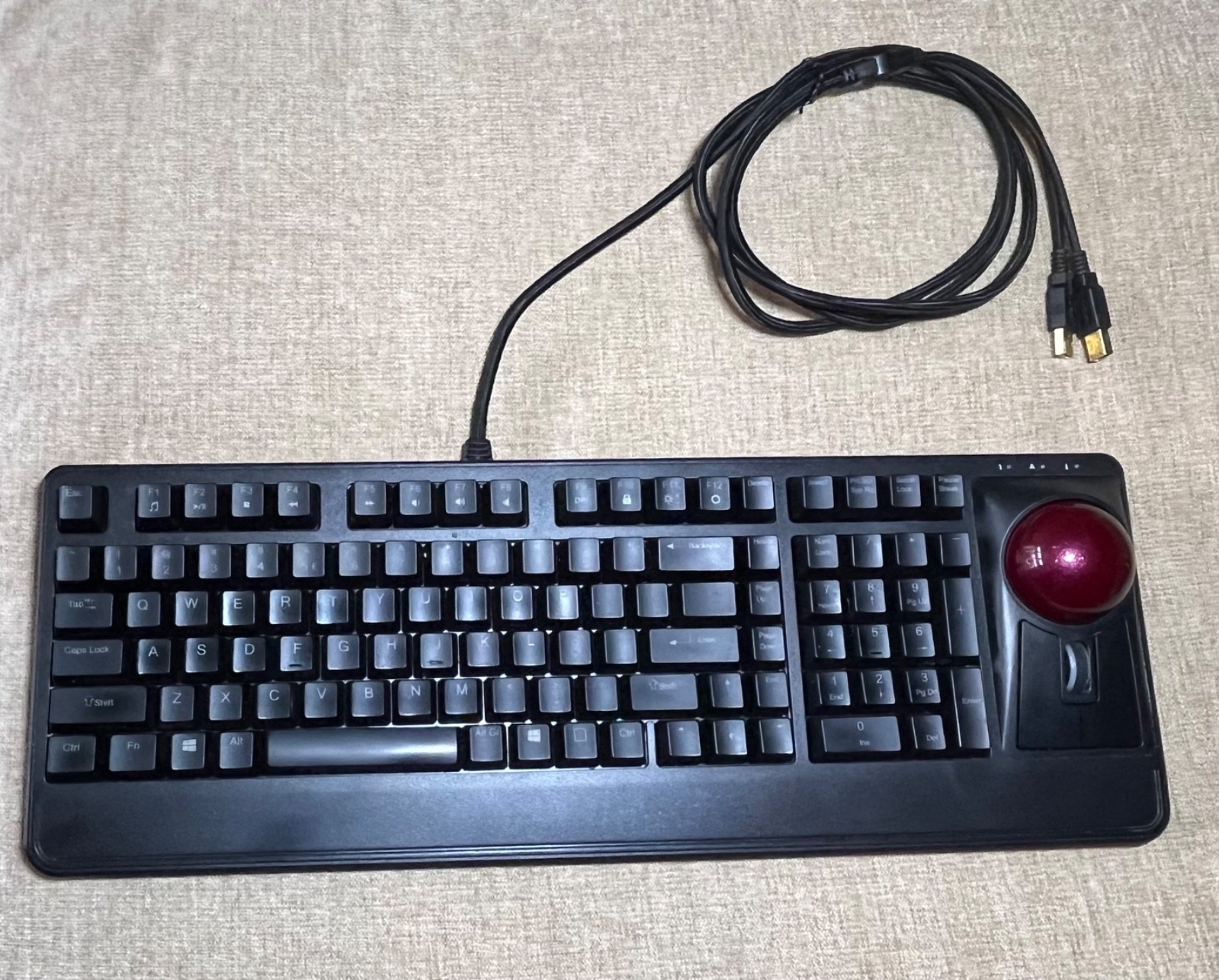 Perixx Periboard-322 RGB Wired Mechanical Trackball Illuminated Keyboard 2 Hubs