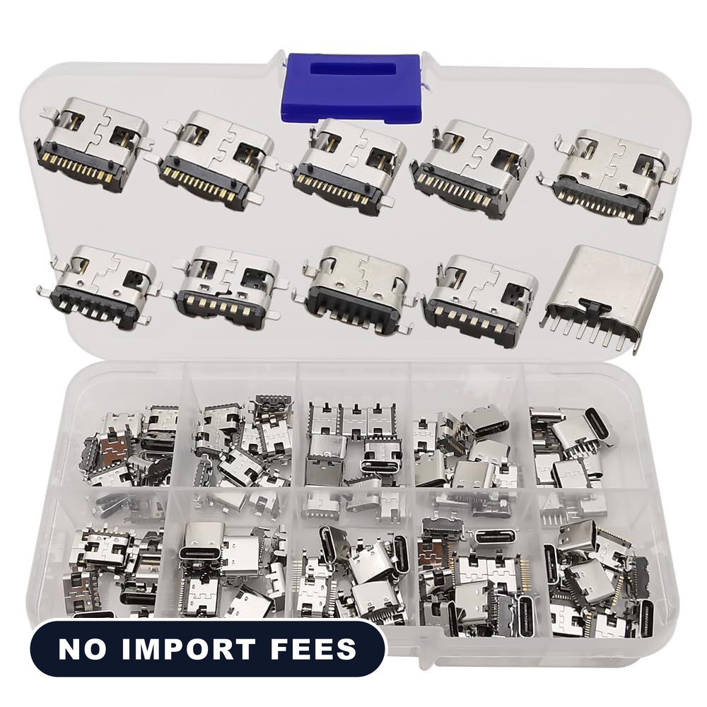 100Pcs USB Type C Female Socket 6Pin 16Pin Connector Type-C USB 3.1 Charging Doc