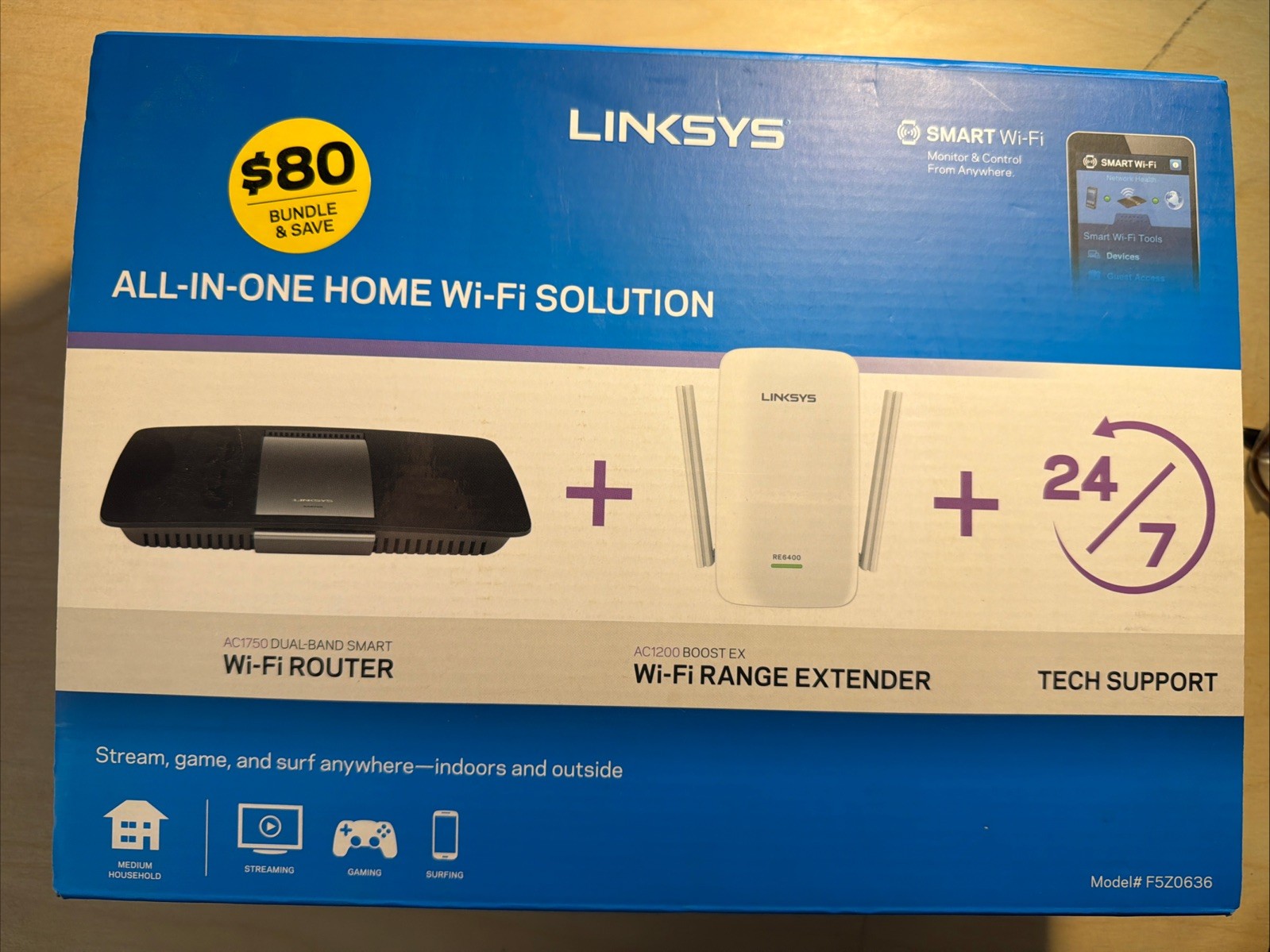 Linksys AC1750 WiFi Router EA6700 and AC1200 Extender RE6400 (F5Z0636) - NEW