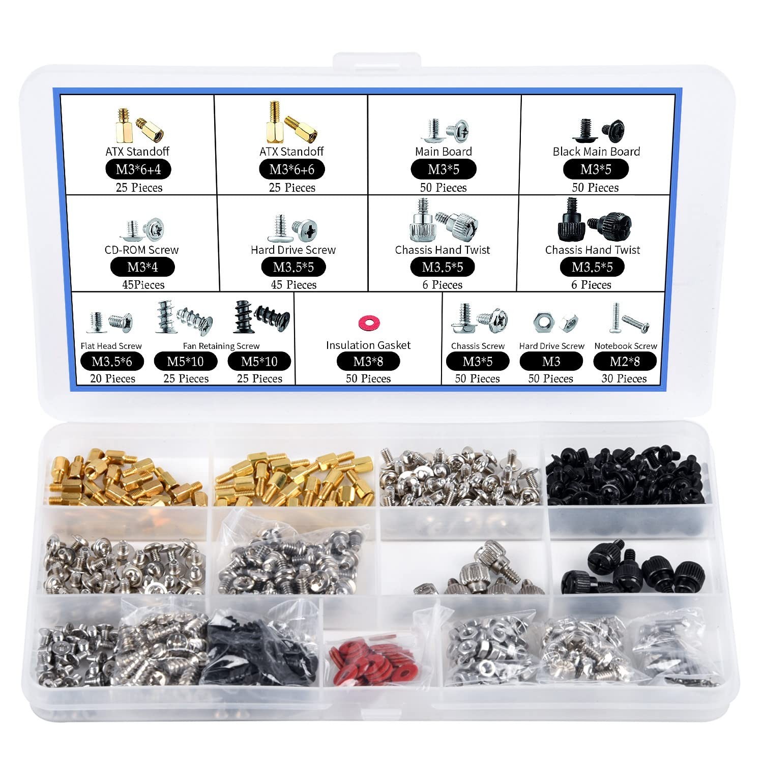 502PC Computer Motherboard Screws Kit, Motherboard Standoffs Screws for Unive...