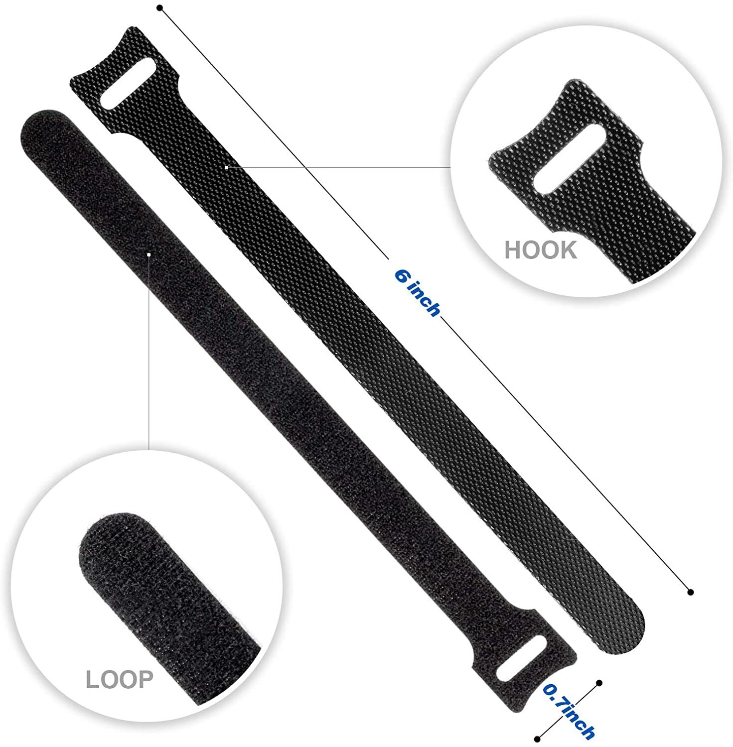 6- Colorful Microfiber  Straps Hook Loop Reusable Fastening Cable  Ties LOT