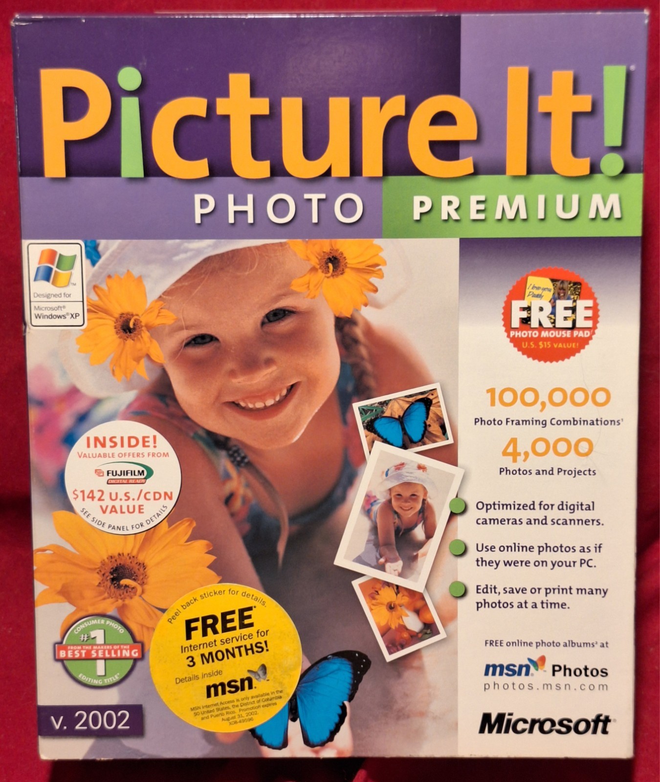 RARE New Microsoft Picture It Photo Premium 2002 Big Box PC CD-ROM