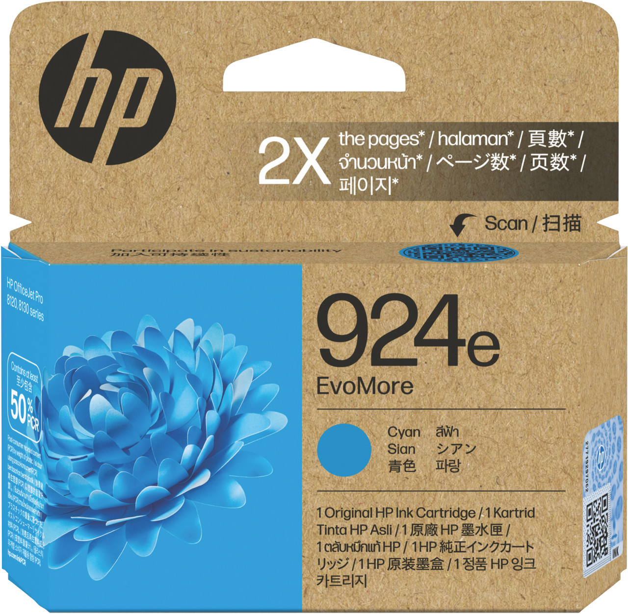 HP 924e EvoMore Cyan Original Ink Crtg