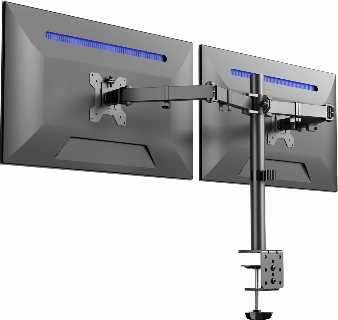 VIVO Black Dual Monitor Desk Mount Adjustable Stand, Fits Screens up to 32"