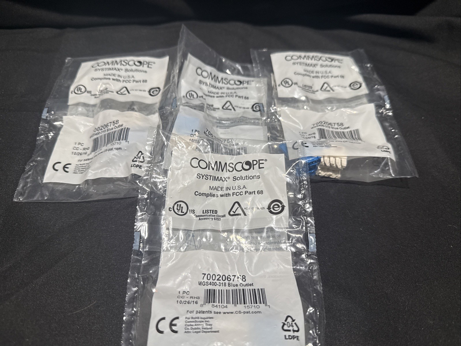 Commscope Gigaspeed XL RJ45 Cat6 Modular Jack | MGS400-318 | Blue | Lot of 4
