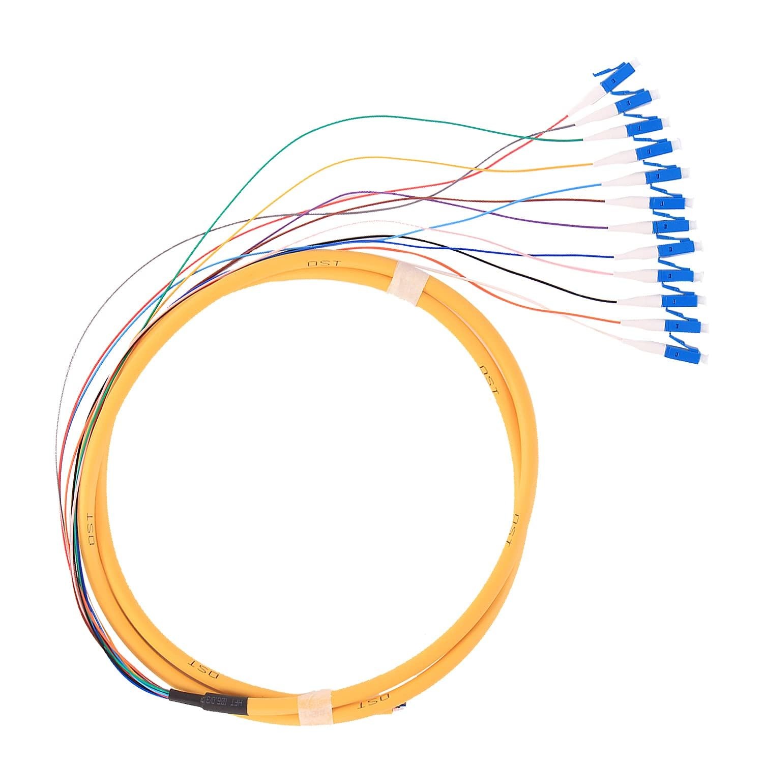 GESD 1.5 Meter 12 Strand SingleMode 9/125 LCUPC Fiber Pigtail, 12 ColorCoded ...