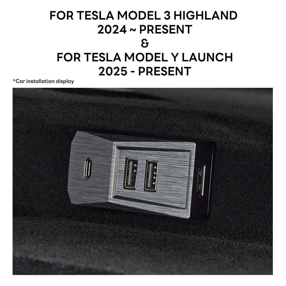 TESY Glovebox USB Hub for Tesla Model Y Juniper Model 3 Highland 4-in-1 Type-C