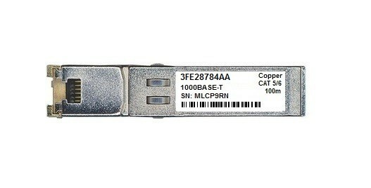 Alcatel 3FE28784AA compatible 1000BASE-T SFP-T Cat 5/6 RJ45 copper 100m length