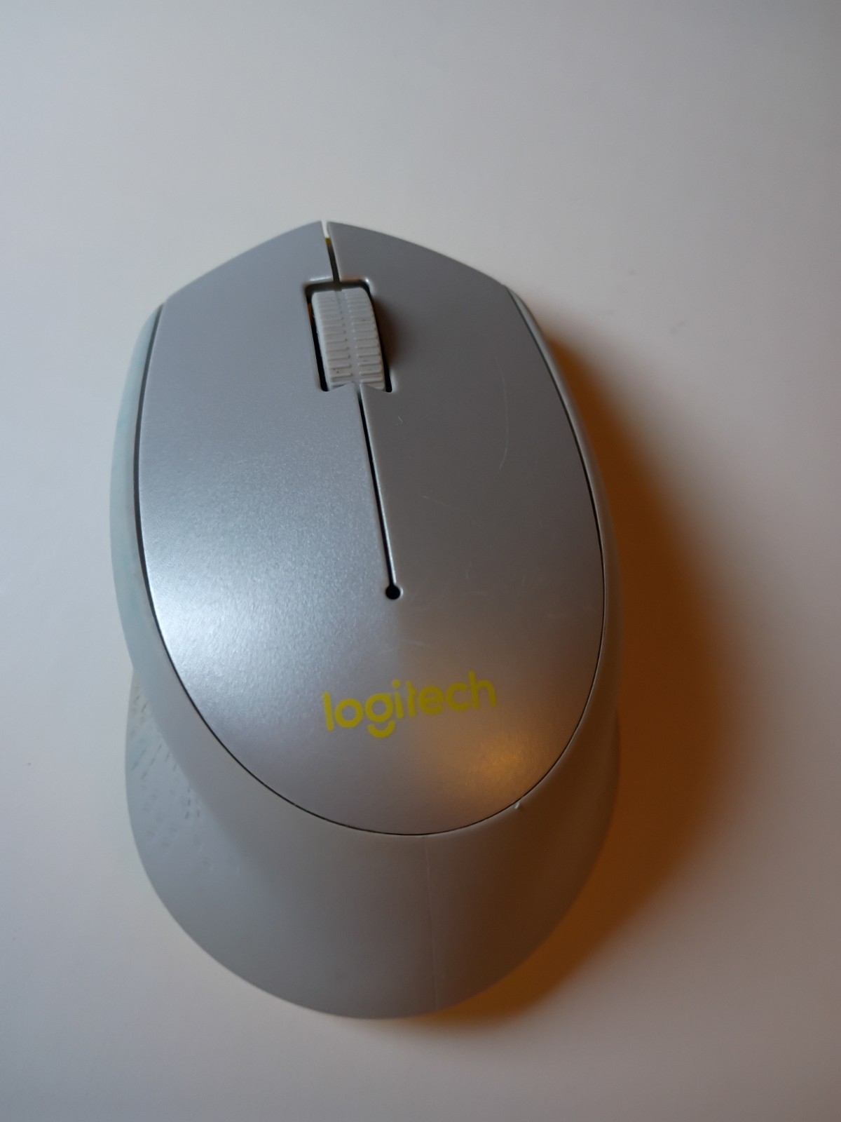 Logitech M330 Silent Plus Wireless Optical Mouse Gray Yellow Unifying Receiver