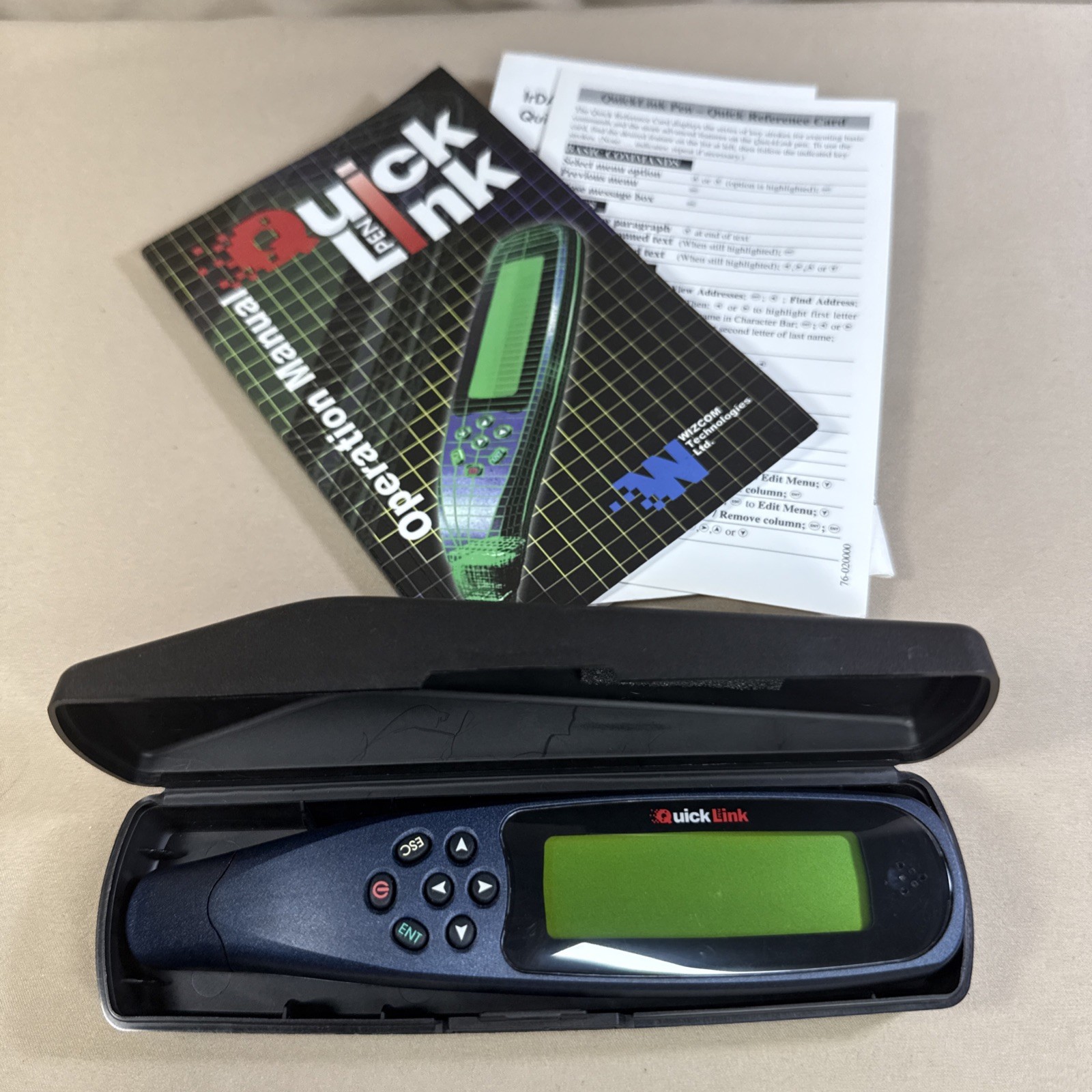 Vintage WizCom Quick Link Pen Handheld Scanner Super Pen With Manuals and Case