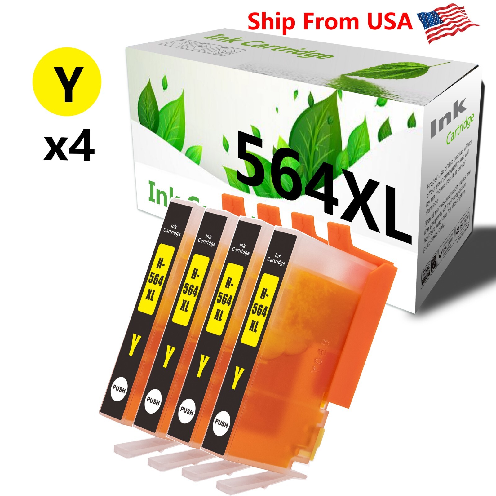 4PK 564 564XL Yellow Ink Cartridge For Officejet 4620 Photosmart 6525 Printer