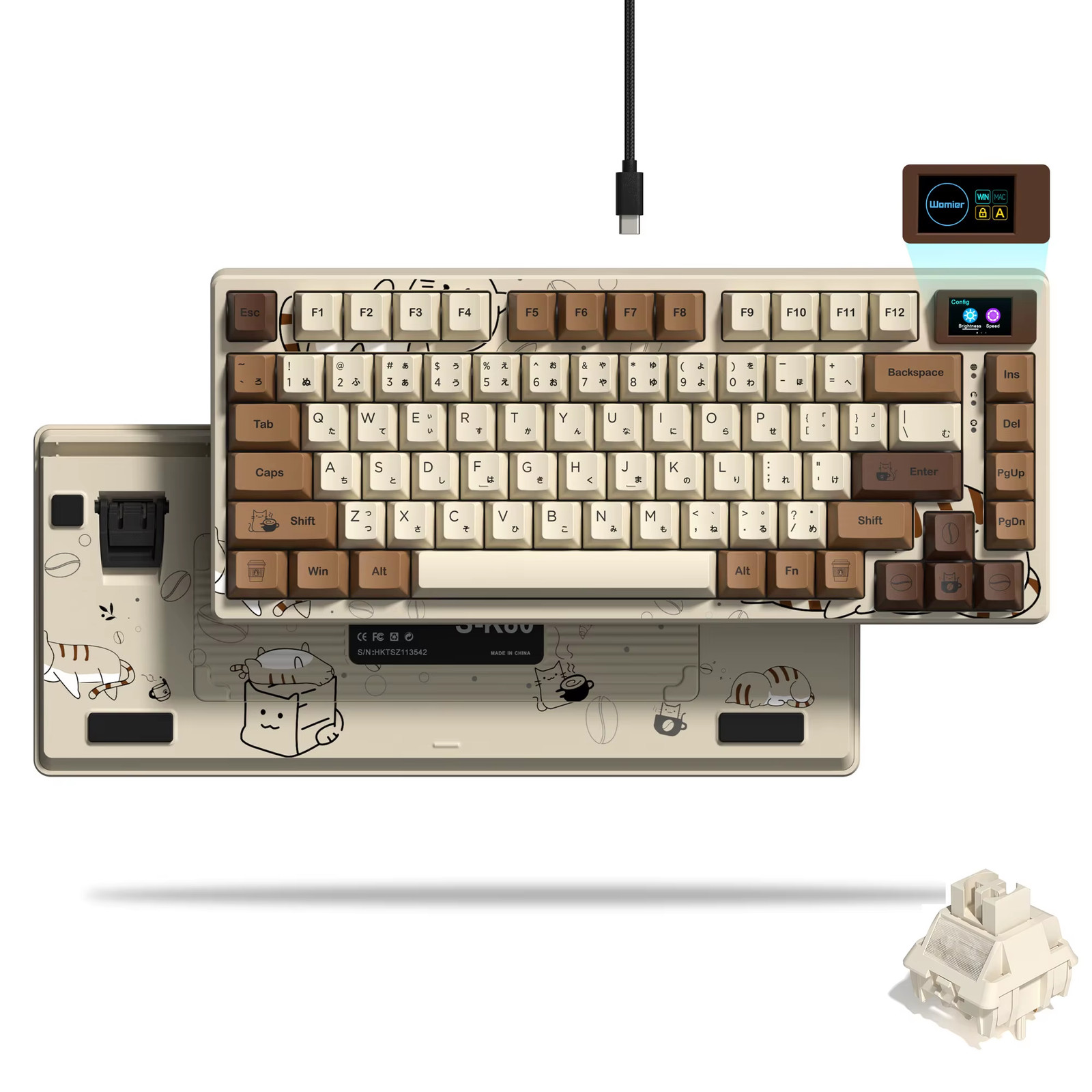 S-K80 75% Keyboard with Color OLED Display Mechanical Gaming Keyboard Hot Swap K