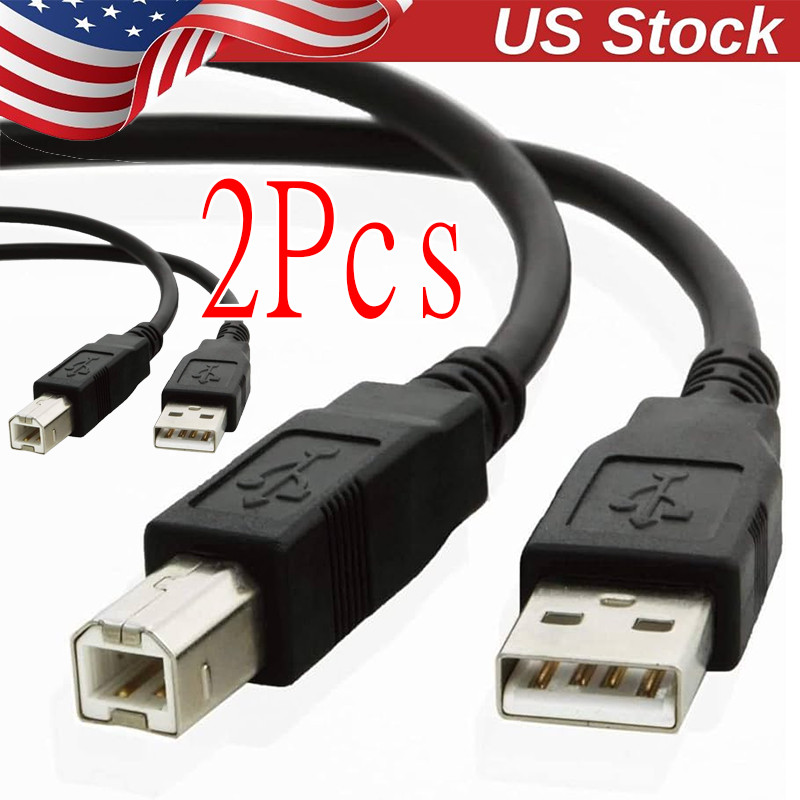2Pcs NEW USB 2.0 A TO B High Speed Printer Scanner Premium Cable Cord 1.5m