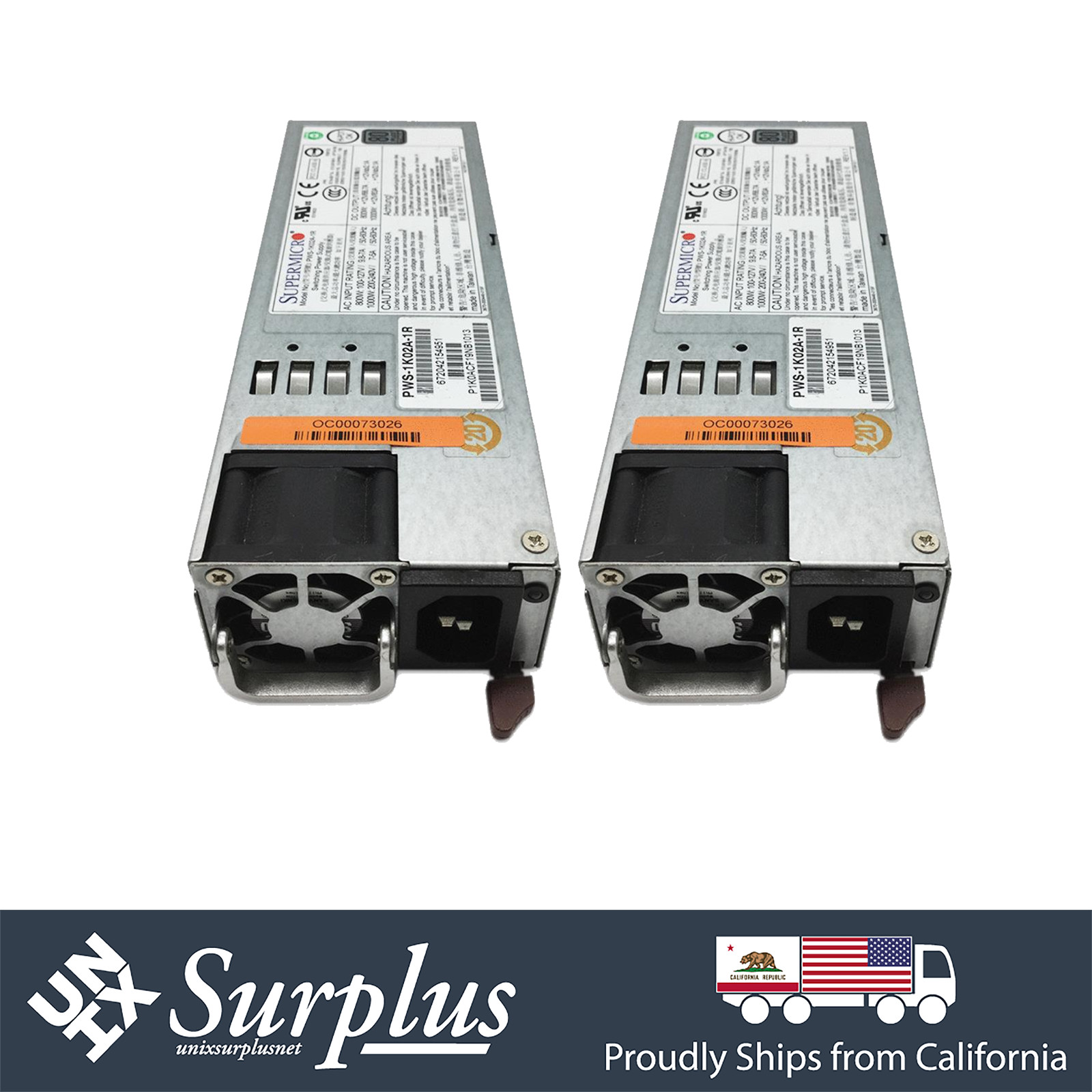 2x Supermicro PWS-1K02A-1R 1000W PSU 1U 80 Plus Platinum Hot Swap Power Supply