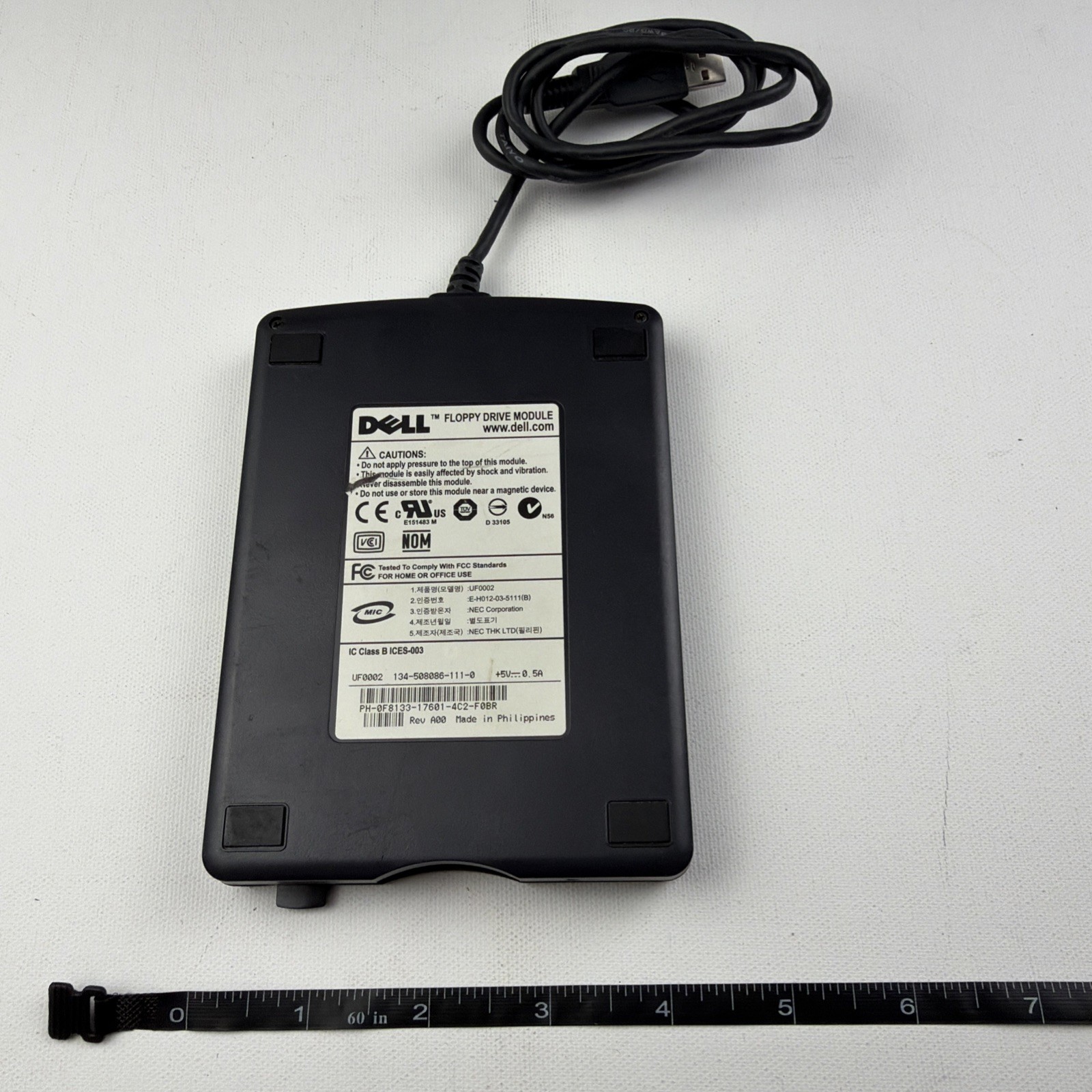 Dell External USB Floppy Disk Drive Module UF0002 134-508086-111-0 Rev A00 Vtg