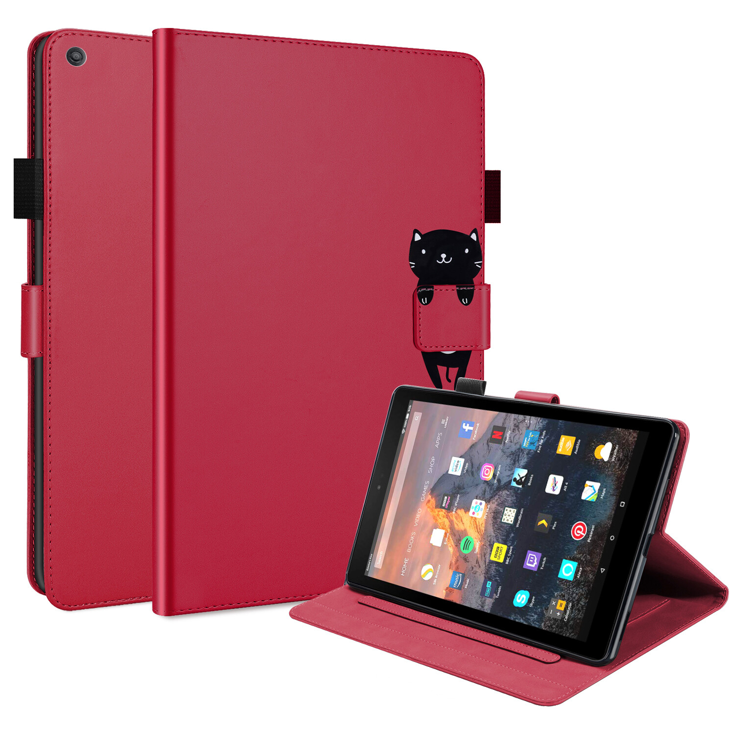 For Amazon Kindle Fire HD 10 HD 8 2020 Cute Leather Flip Card Holder Case Cover