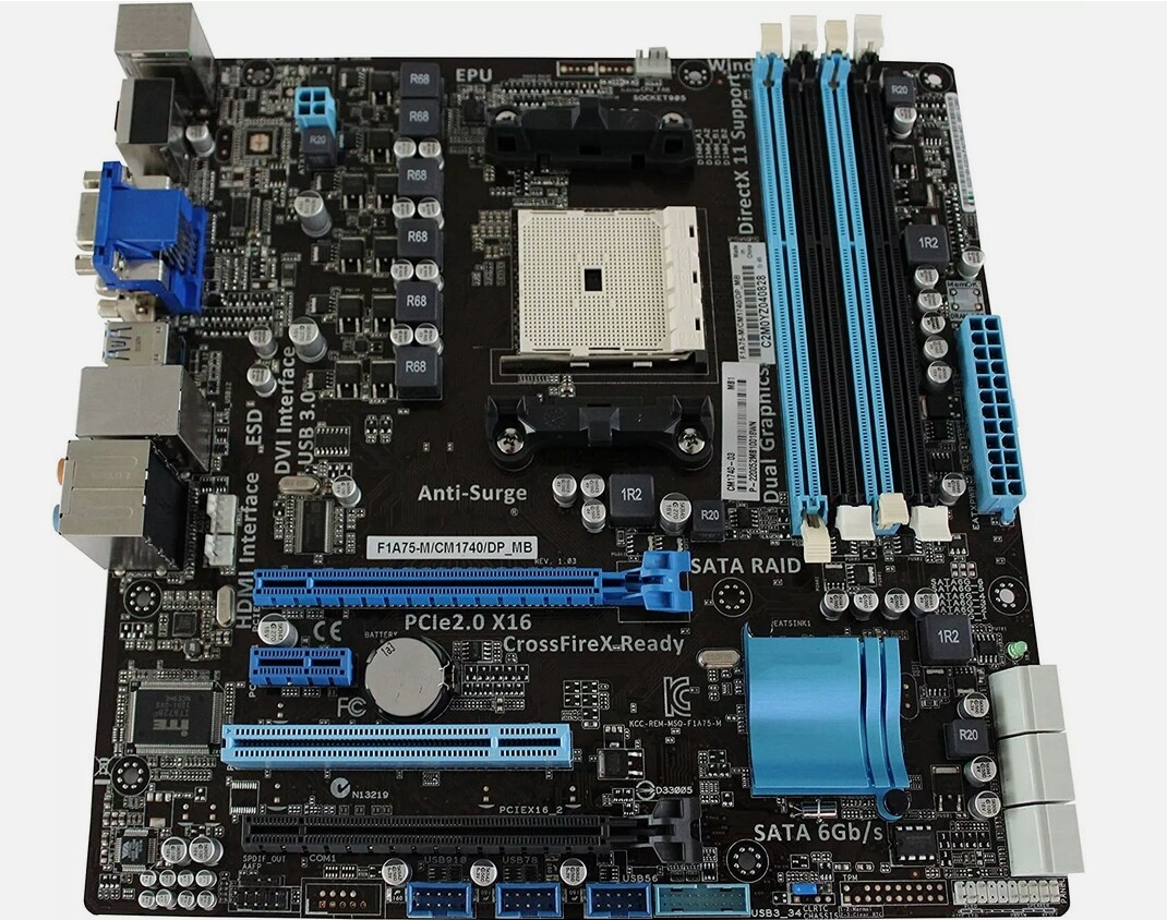 FOR ASUS F1A75-M /CM1740/DP_MB DDR3 64GB Motherboard FM1 AMD A75  100% Tested