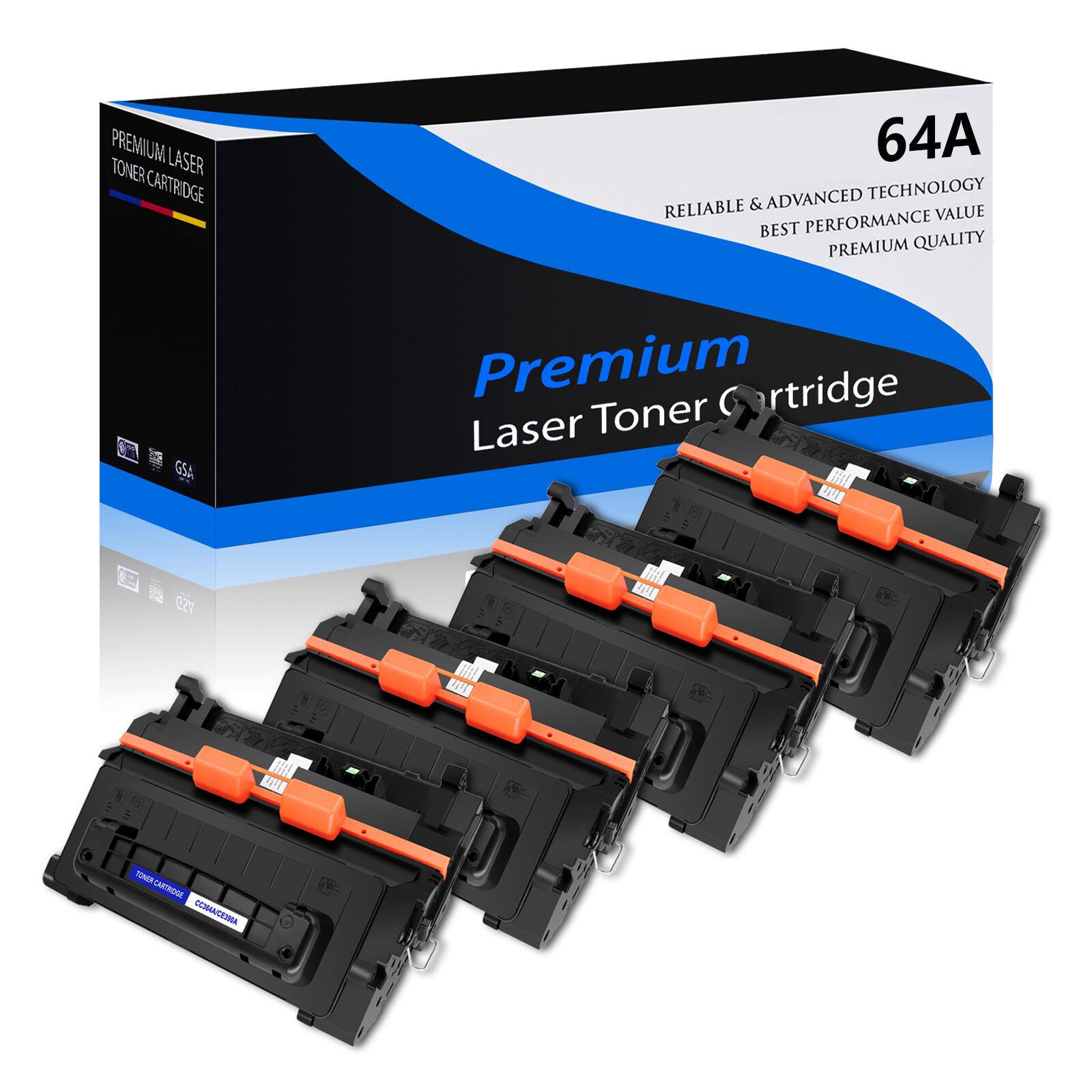 4PK High Yield CC364A 64A Toner Cartridge For HP LaserJet P4014dn P4014n P4015n