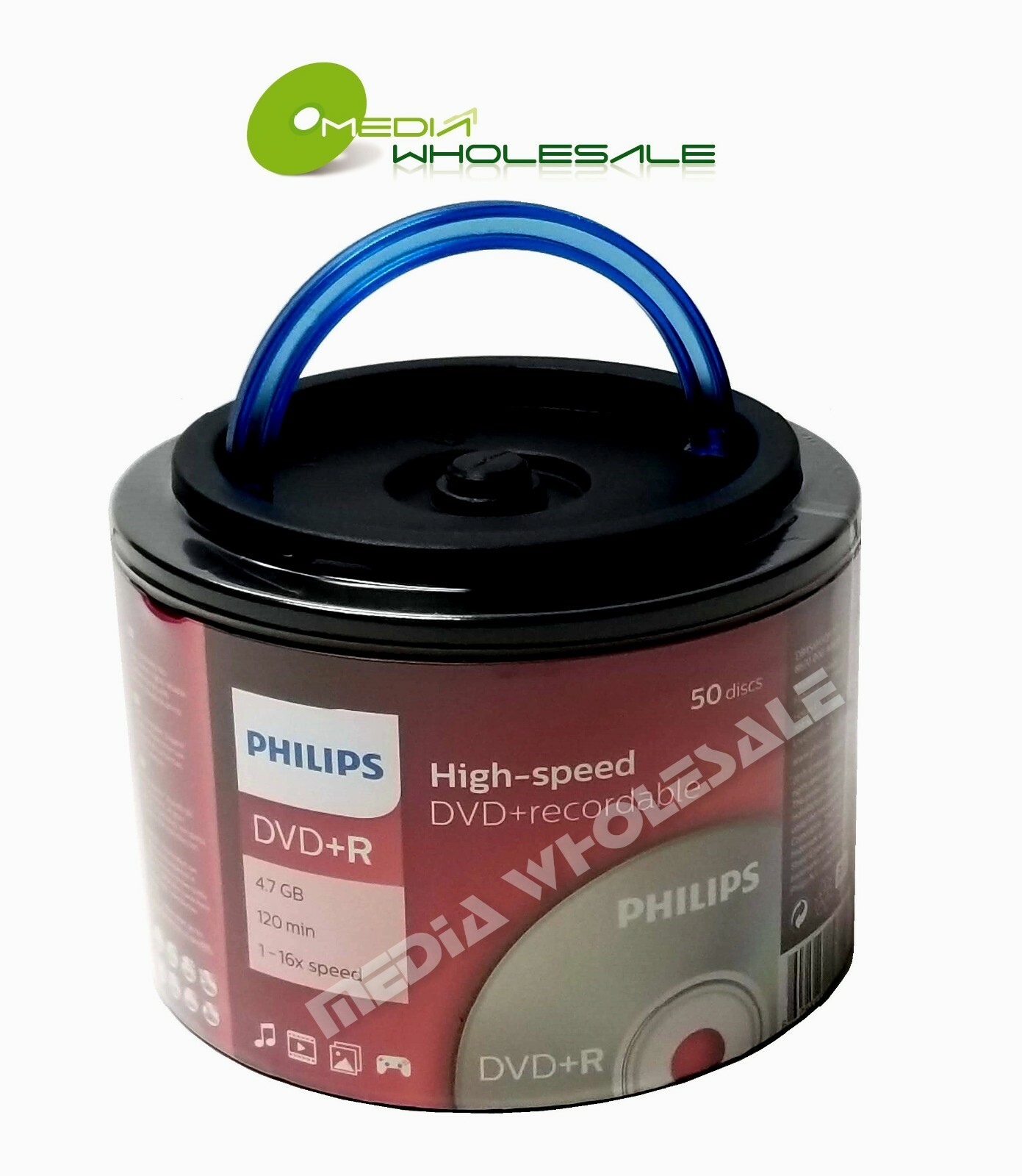 600 PHILIPS Blank 16X DVD+R Plus R Logo Branded 4.7GB Disc Spindle with Handle