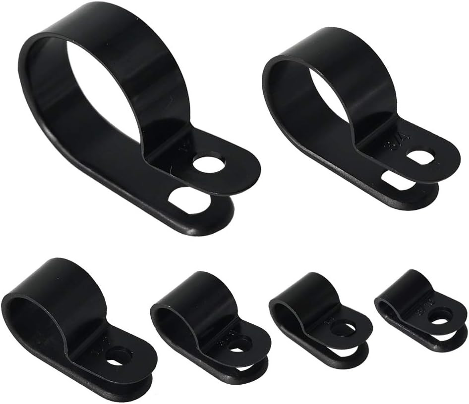 Cable Clamp 200 Pcs Black Nylon Screws Plastic R-Type Cable Clamp Clips